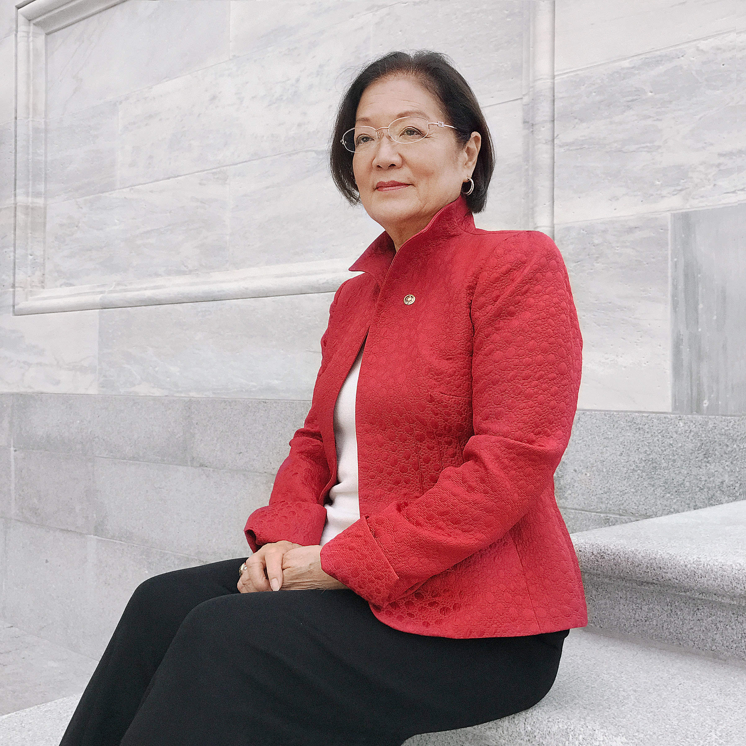 Portrait of Senator Mazie Hirono, photographed on the steps of The Capitol, Washington, D.C., October 6, 2016. (Photograph by Luisa Dörr for TIME)