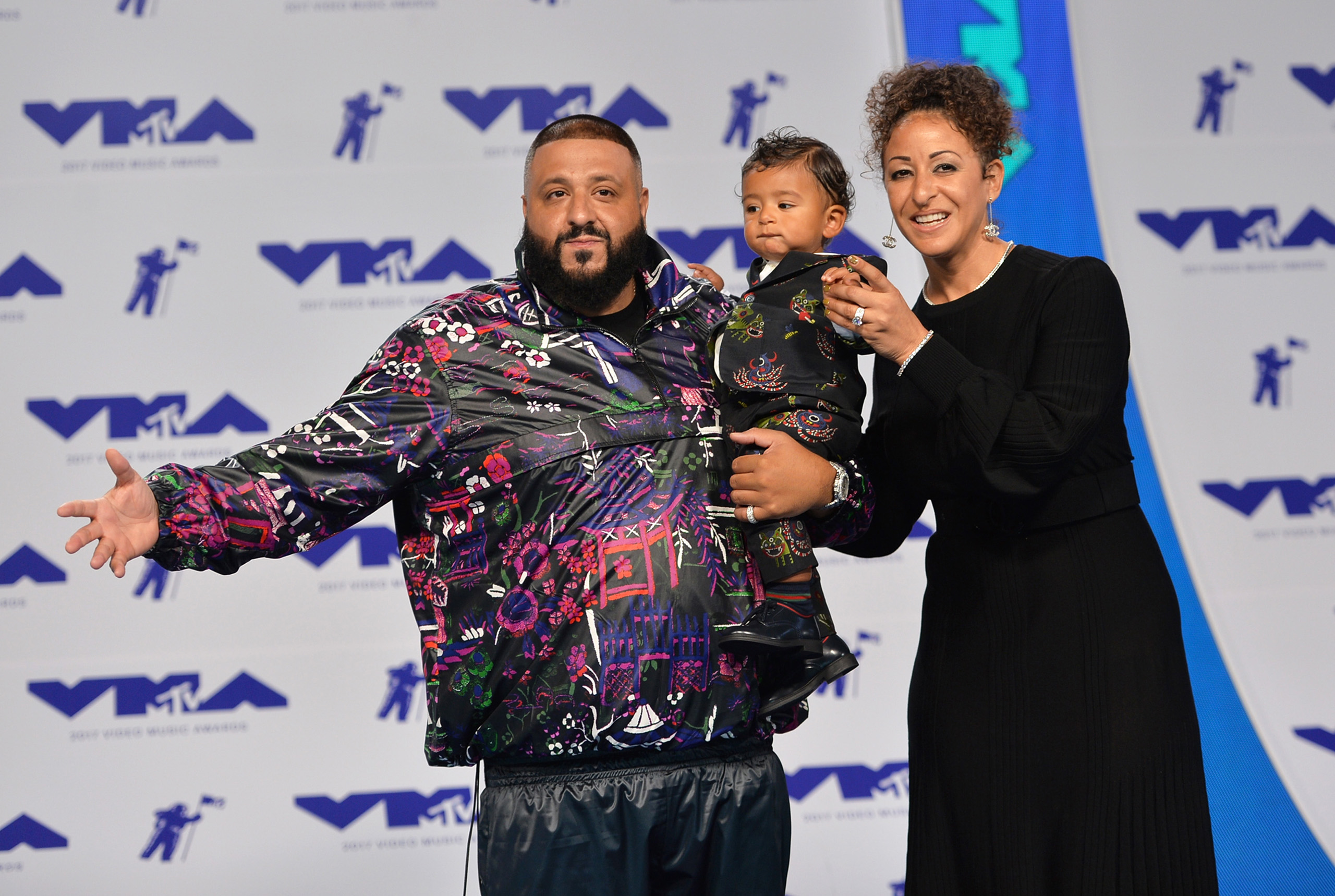 DJ Khaled, Asahd Tuck Khaled and Nicole Tuck attend the 2017 MTV Video Music Awards at The Forum on Aug. 27, 2017 in Inglewood, Calif.