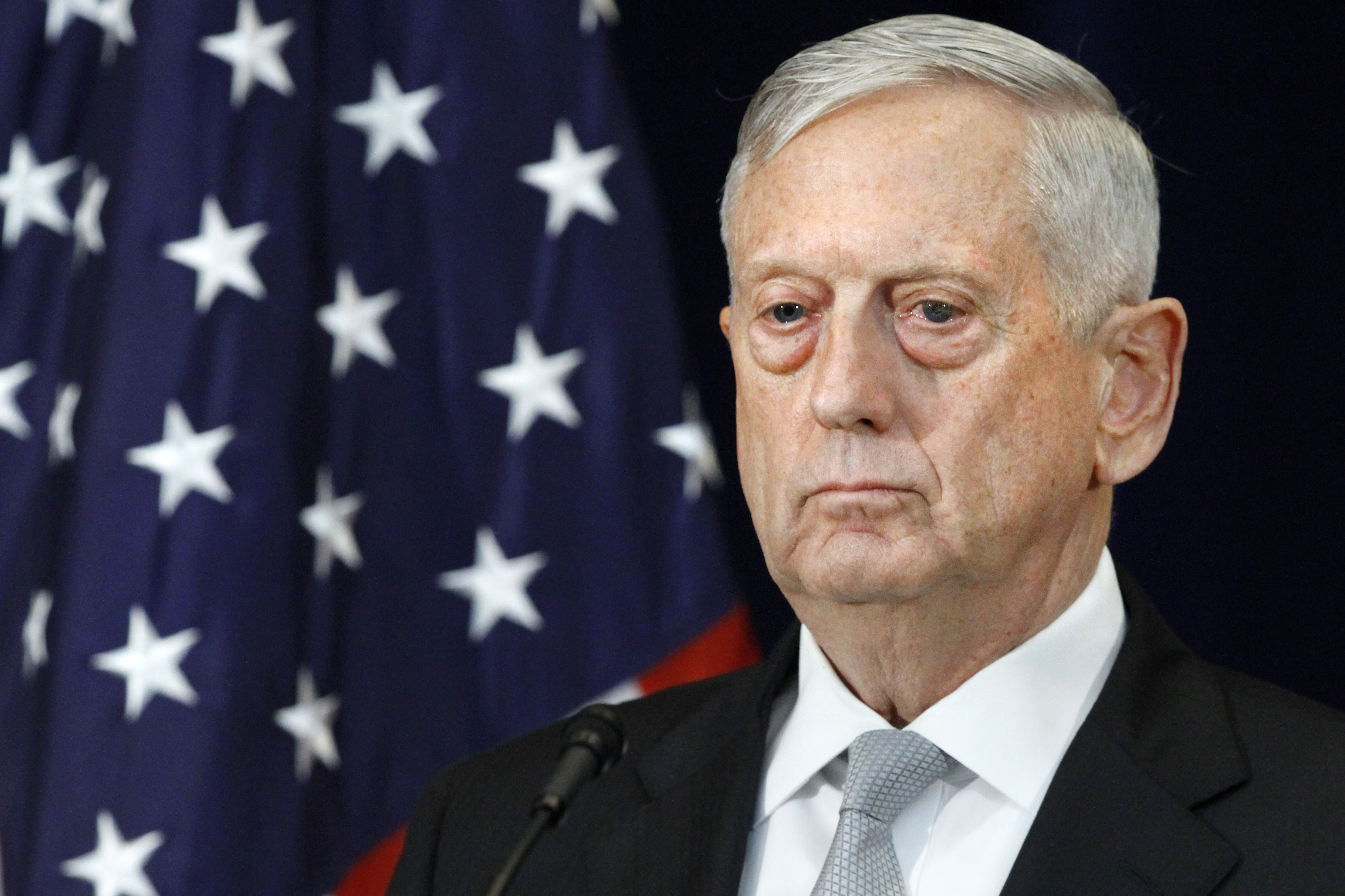 Defense Secretary James Mattis attends a news conference, Thursday, Aug. 17, 2017, at the State Department in Washington. (Jacquelyn Martin&mdash;AP)