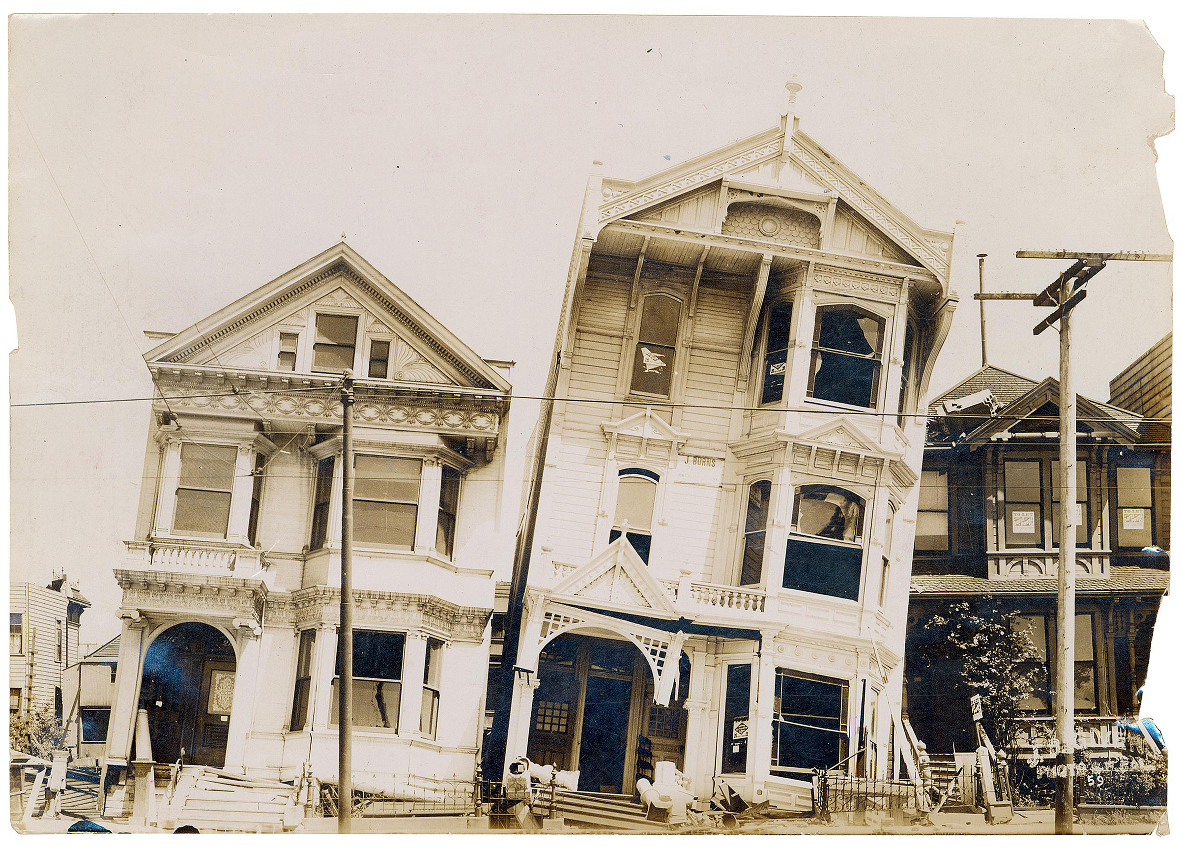 Houses in San Francisco, after an April 18, 1906, earthquake toppled them and killed thousands (Brettman/Getty Images)