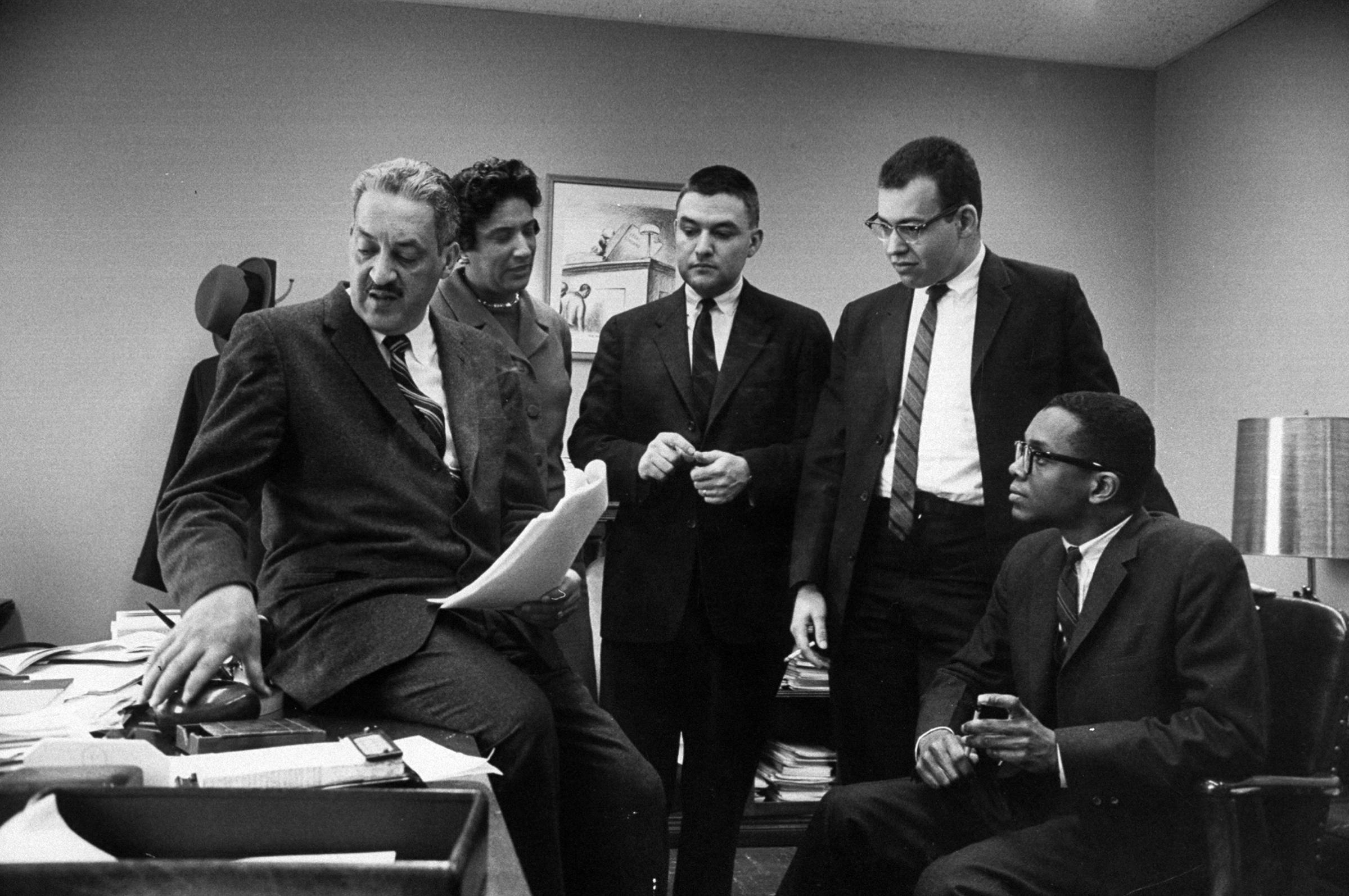 NAACP Counsel Thurgood Marshall and his staff, 1960.