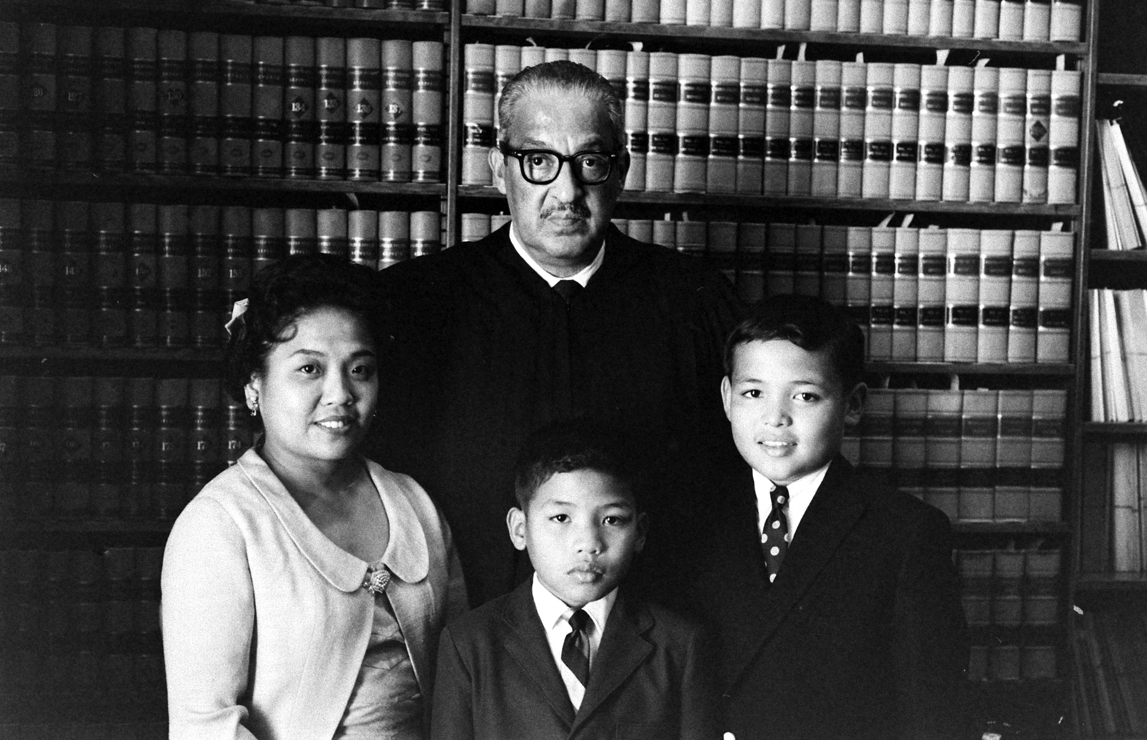 U.S. Justice Thurgood Marshall with his wife and children, 1967.