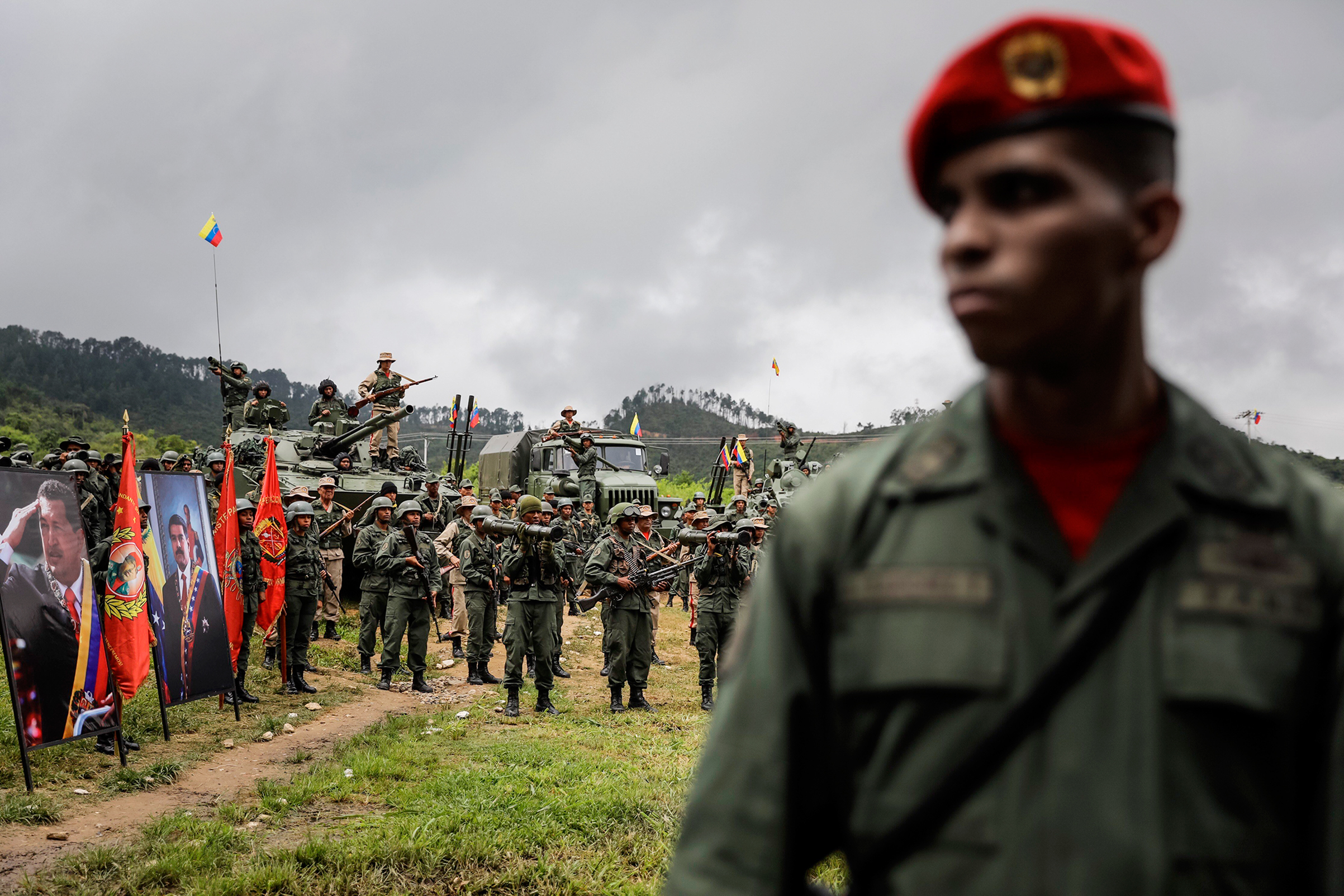 Venezuelan soldiers staged a show of force in Caracas on Aug. 14 in response to Trump’s remarks (Miguel Gutiérrez—EPA)