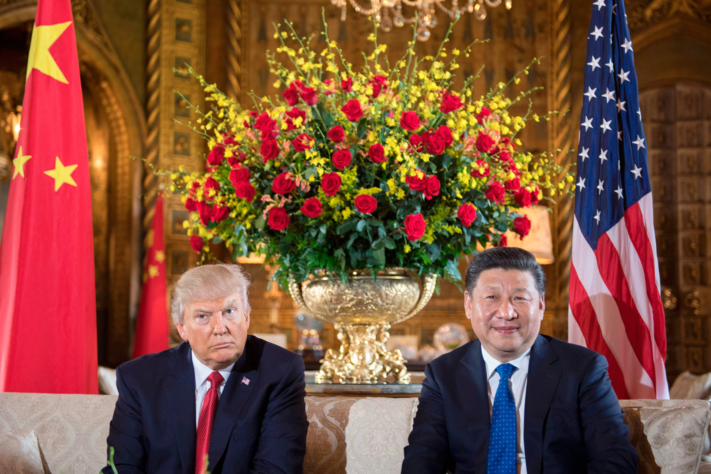 Global side-eye: Trump and Xi’s relationship has grown more tense since meeting at Mar-a-Lago earlier this year (Jim Watson—AFP/Getty Images)