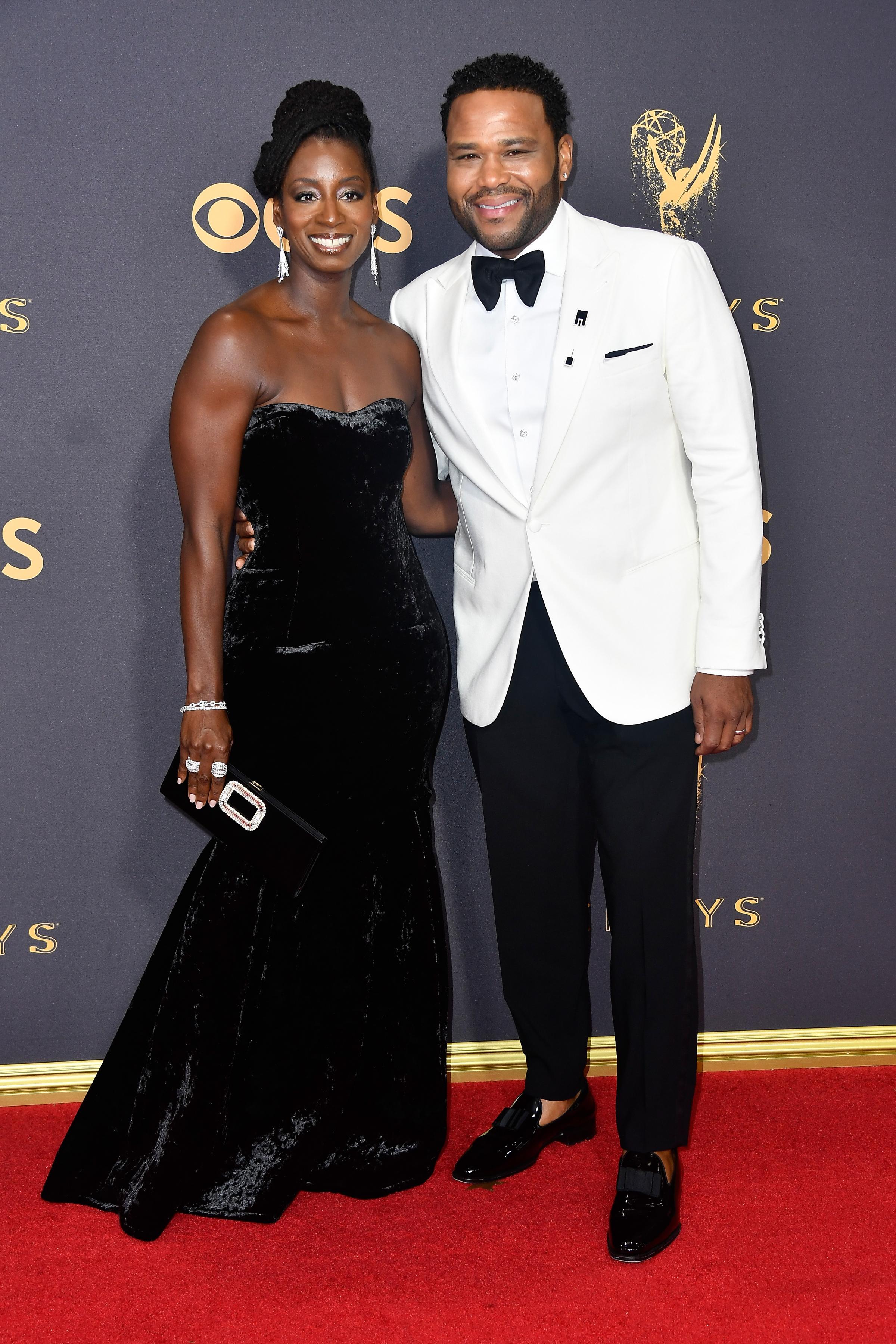 Actor Anthony Anderson (R) and Alvina Stewart attend the 69th Annual Primetime Emmy Awards at Microsoft Theater on September 17, 2017 in Los Angeles, California.