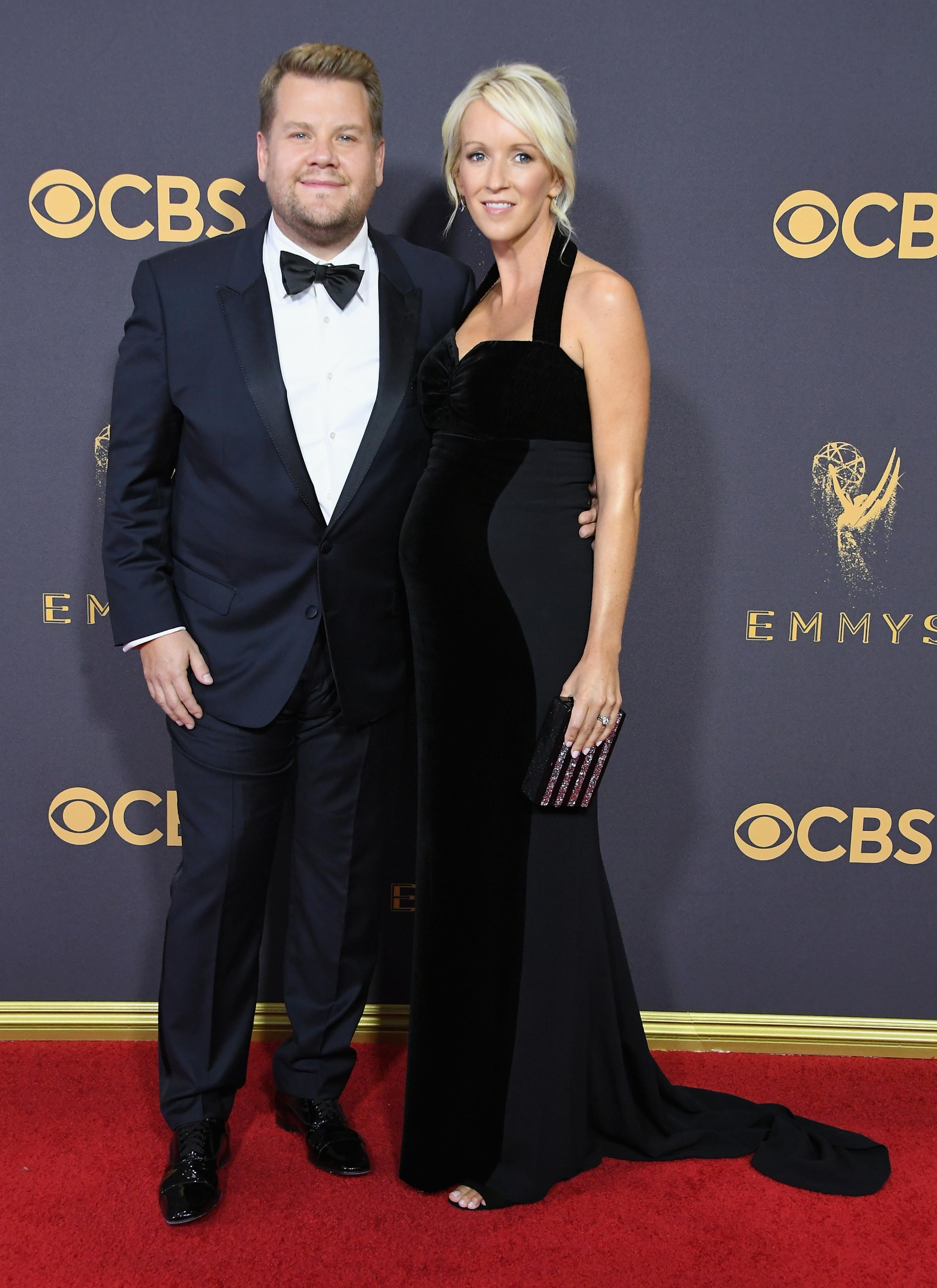 TV personality James Corden (L) and Julia Carey attend the 69th Annual Primetime Emmy Awards at Microsoft Theater on September 17, 2017 in Los Angeles, California.