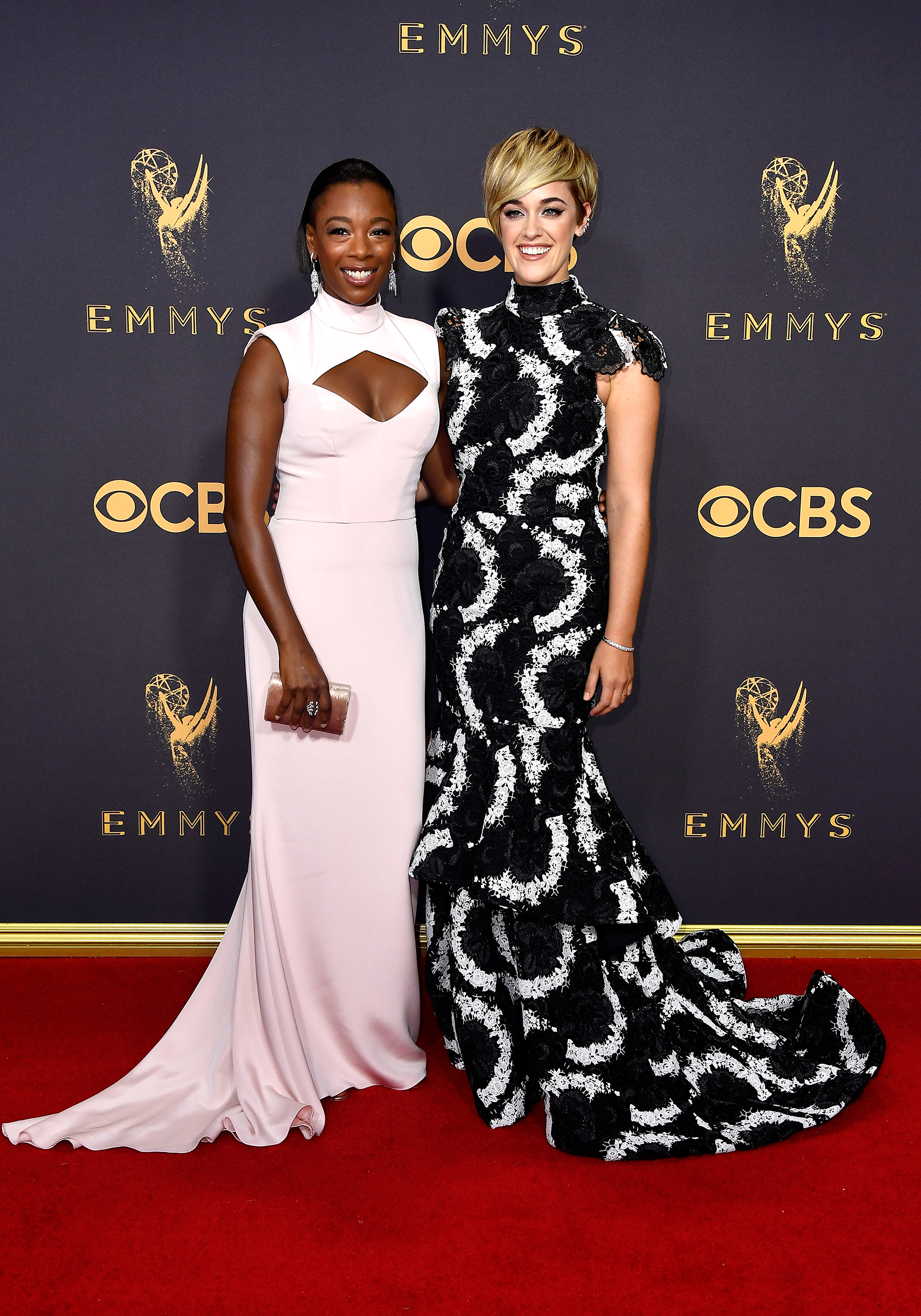 Actor Samira Wiley and Lauren Morelli attend the 69th Annual Primetime Emmy Awards at Microsoft Theater on September 17, 2017 in Los Angeles, California.