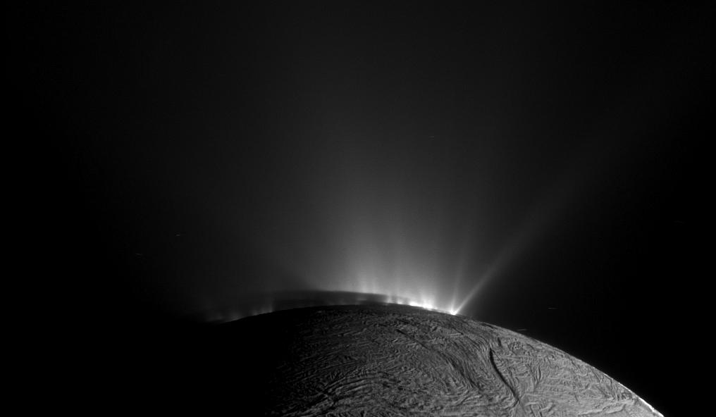 This narrow-angle camera image was taken on November 30. 2010 as Cassini was looking across the south pole of Saturn's sixth biggest moon, Enceladus. (NASA / JPL / Space Science Institute.)