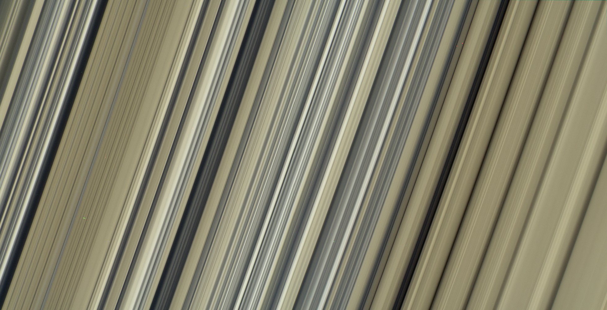 These are the highest-resolution color images of any part of Saturn's rings, to date, showing a portion of the inner-central part of the planet's B Ring. (NASA / JPL / Space Science Institute.)