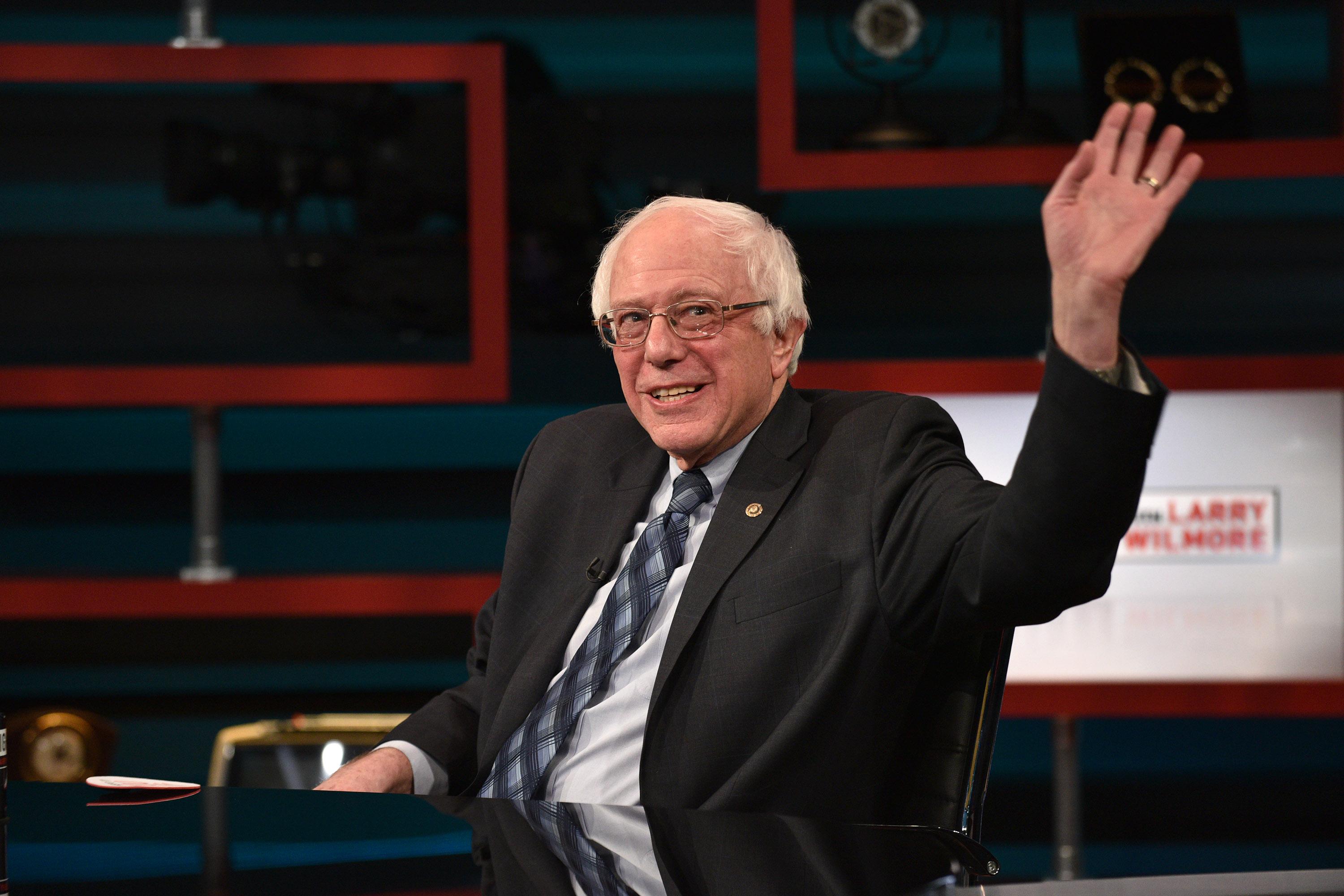 Senator Bernie Sanders on Comedy Central's "The Nightly Show With Larry Wilmore" on January 5, 2016. (Bryan Bedder - Getty Images)