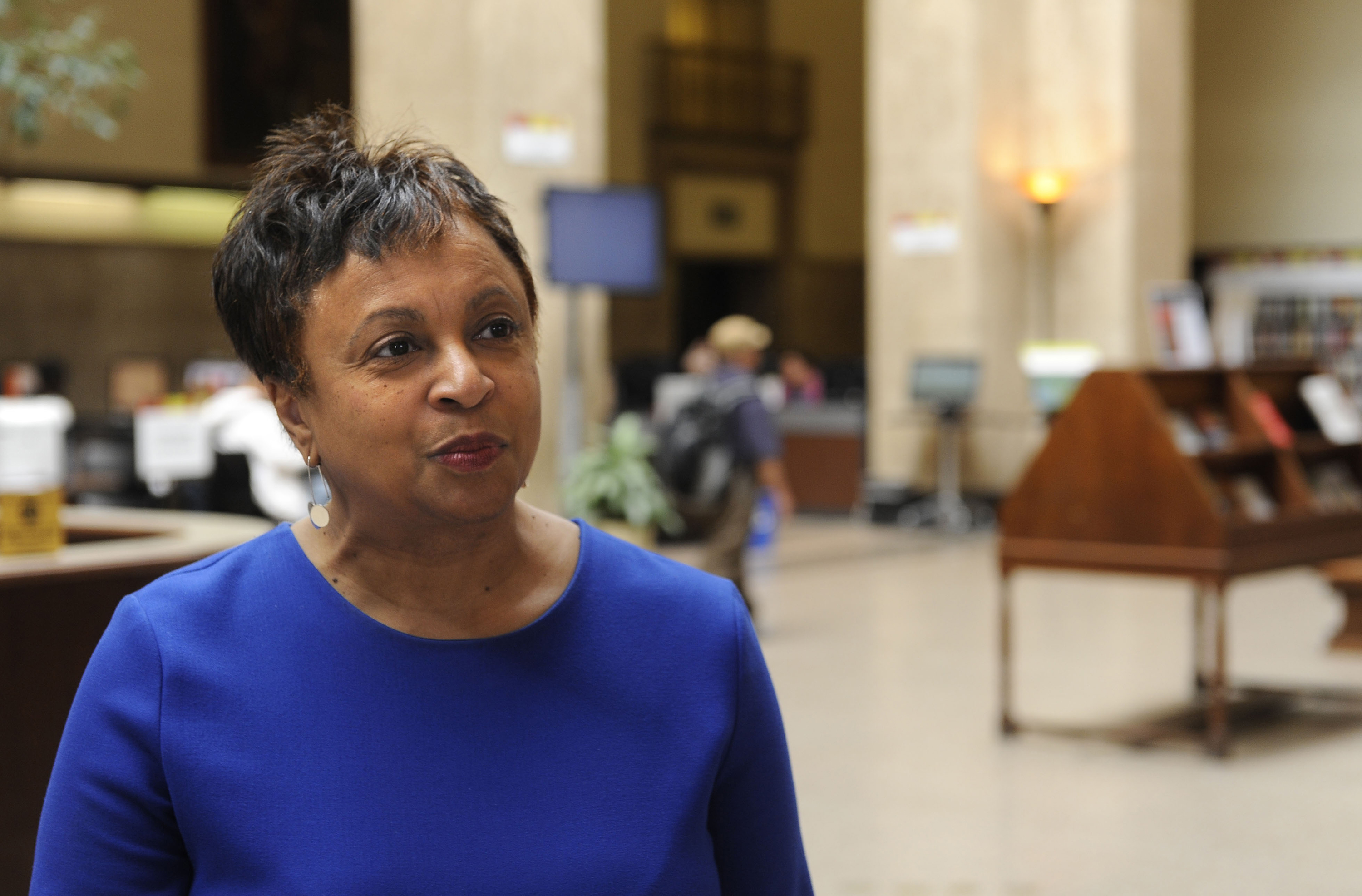 Carla Hayden, in an April 2015 file image, is confirmed by the Senate on Wednesday, July 13, 2016, to head the Library of Congress. Hayden is the longtime leader of Baltimore's library system. (Barbara Haddock Taylor/Baltimore Sun/TNS via Getty Images) (Baltimore Sun&mdash;TNS via Getty Images)