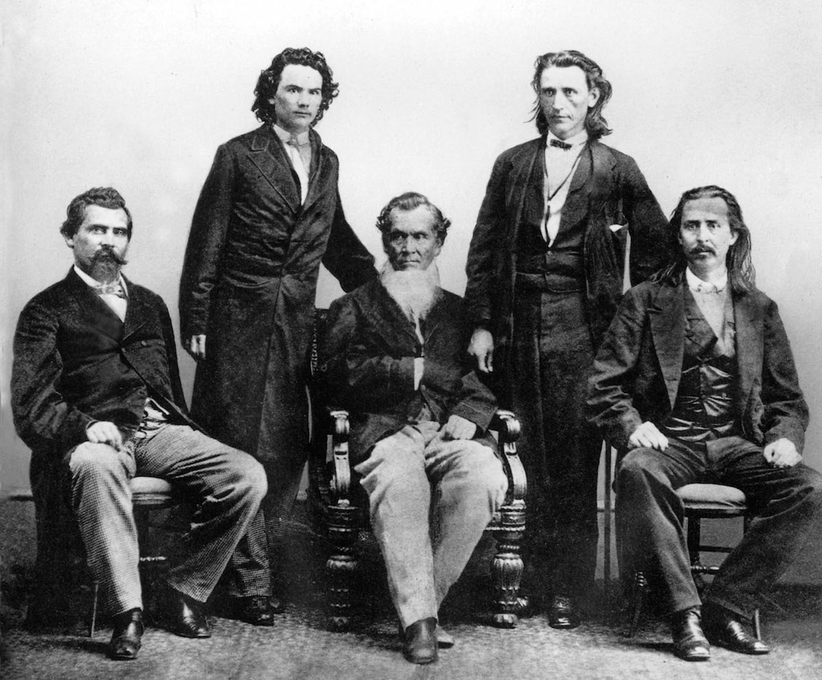 Cherokee Indians in Washington in 1866 to negotiate the treaty with the United States which was signed on 19-July gd John Rollin Ridge Saladin Watie Richard Fields Colonel Elias Boudinot C Colonel William P Adair - Cherokee Indians in Washington in 1866 t