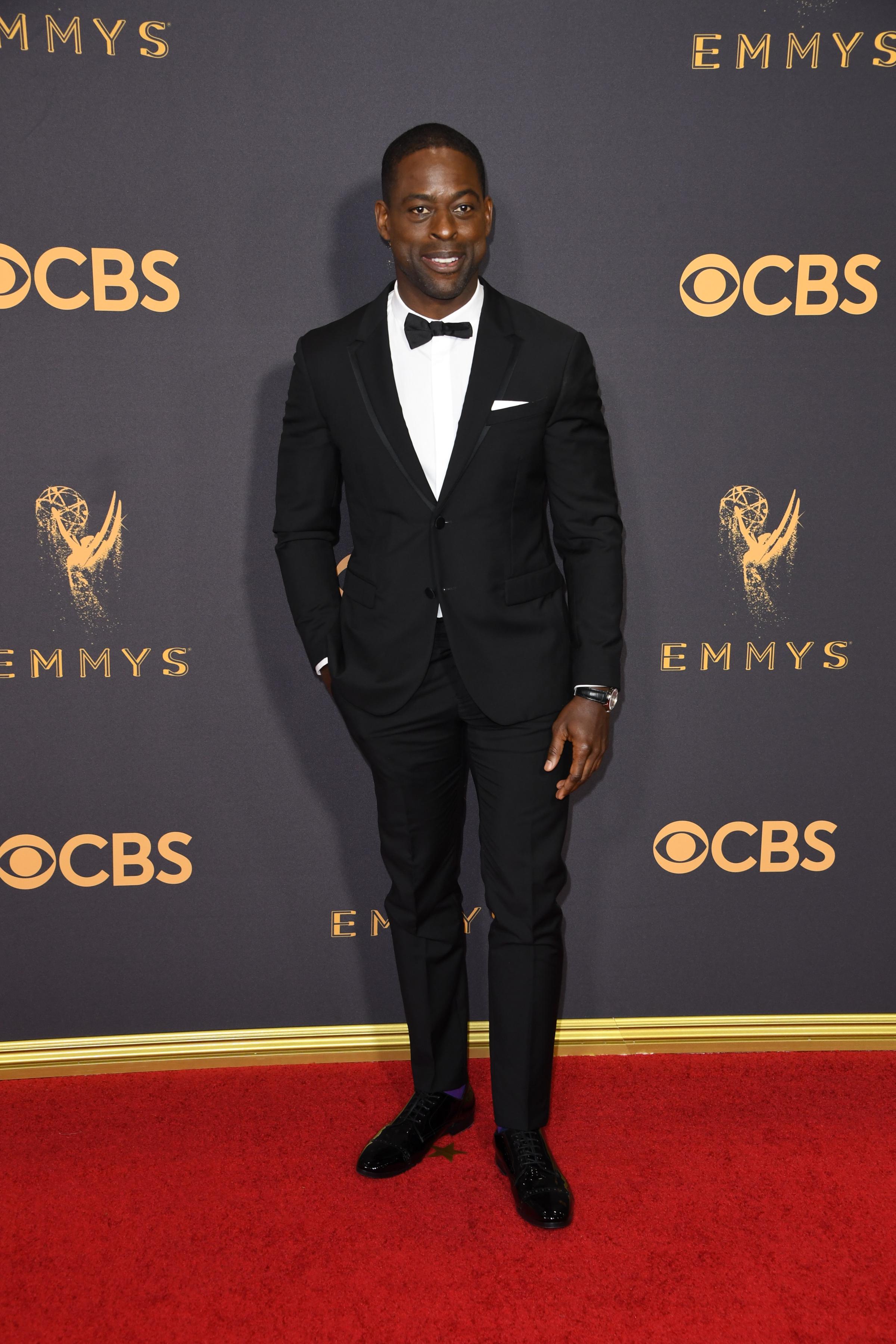 Sterling K. Brown arrives for the 69th Emmy Awards at the Microsoft Theatre on Sept.17, 2017 in Los Angeles.