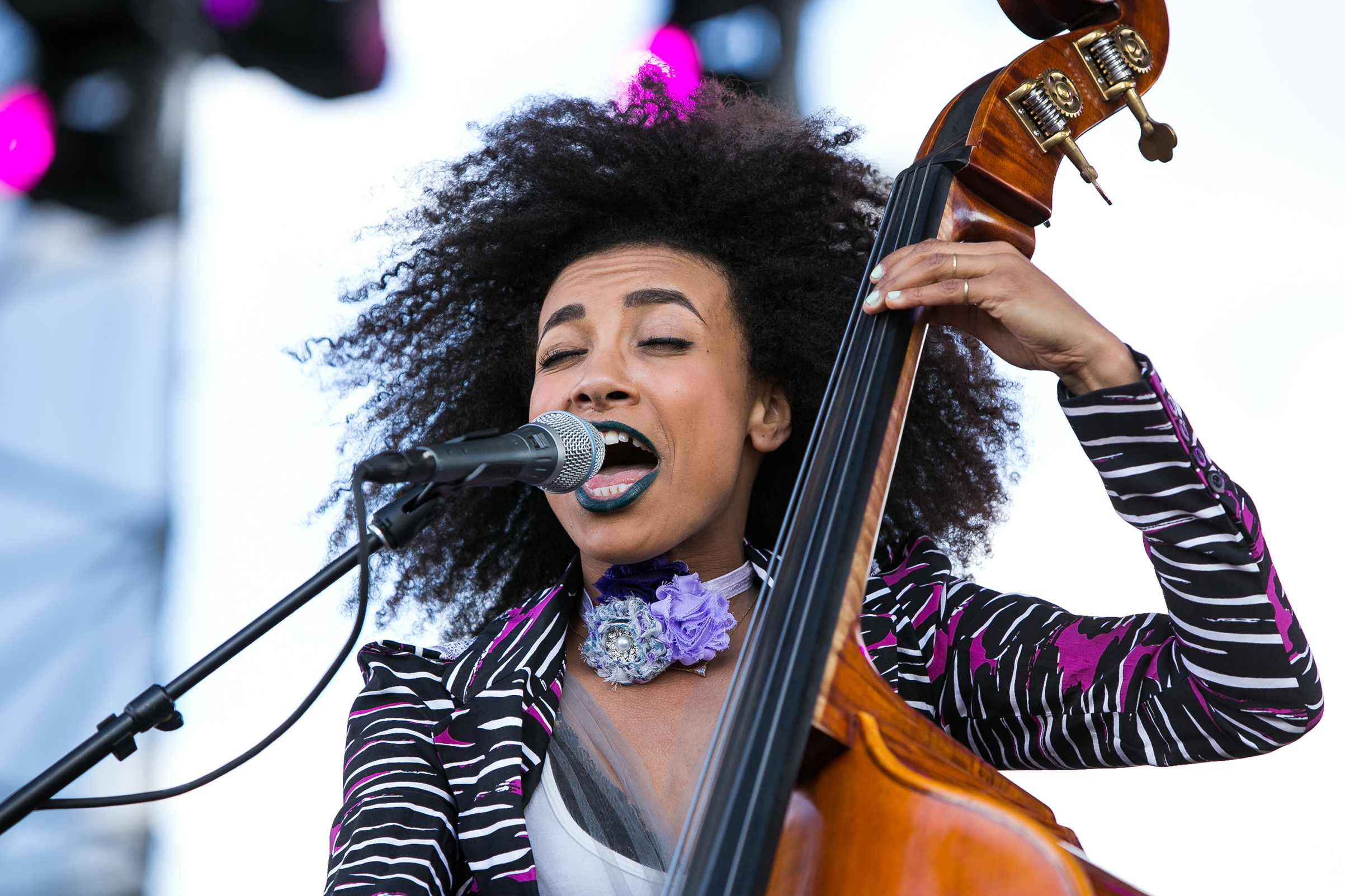 Esperanza Spalding performs during the 2017 Jazz in The Gardens at the Hard Rock Stadium in Miami Gardens, March 19, 2017. (Aaron Gilbert—MediaPunch/IPX/AP)