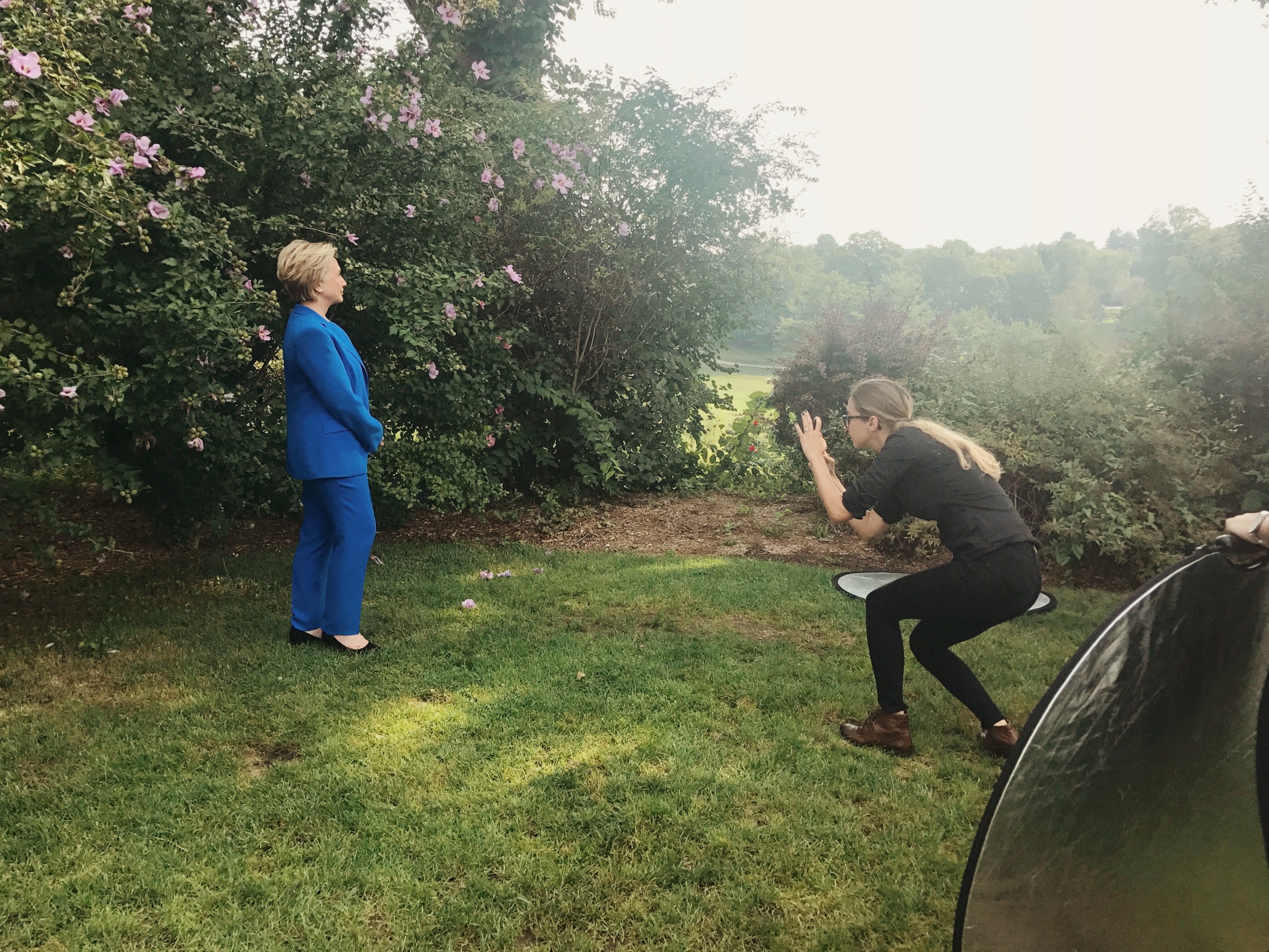 Luisa Dörr, right, photographs secretary Hillary Rodham Clinton, in Chappaqua, New York on Sept. 5, 2017.