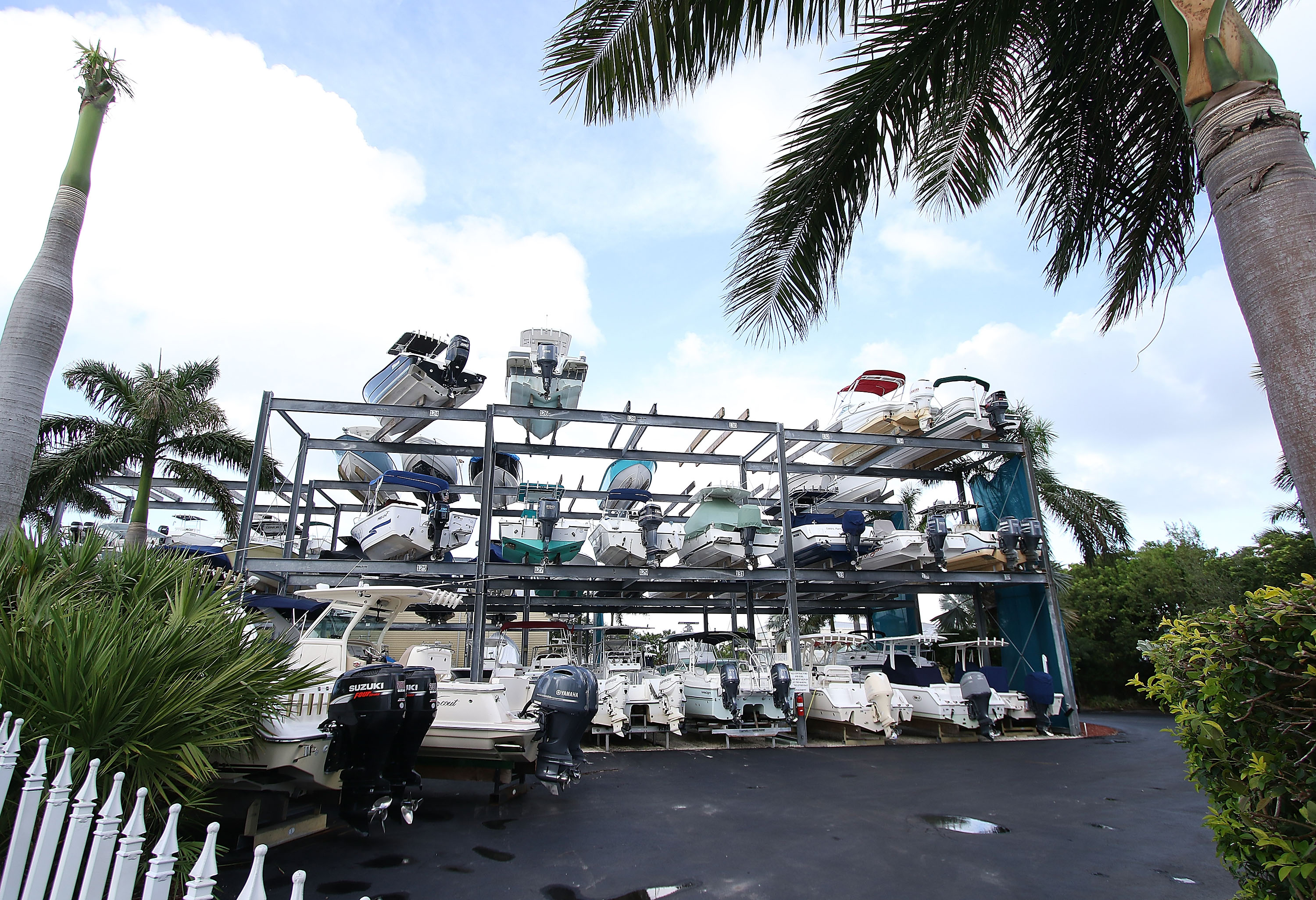 Boats in storage at a marina in the Florida Keys on September 8, 2017 in Islamorada, Florida The entire Florida Keys are under a mandatory evacuation notice as Hurricane Irma approaches the low-lying chain of islands south of Miami. (Marc Serota—Getty Images)