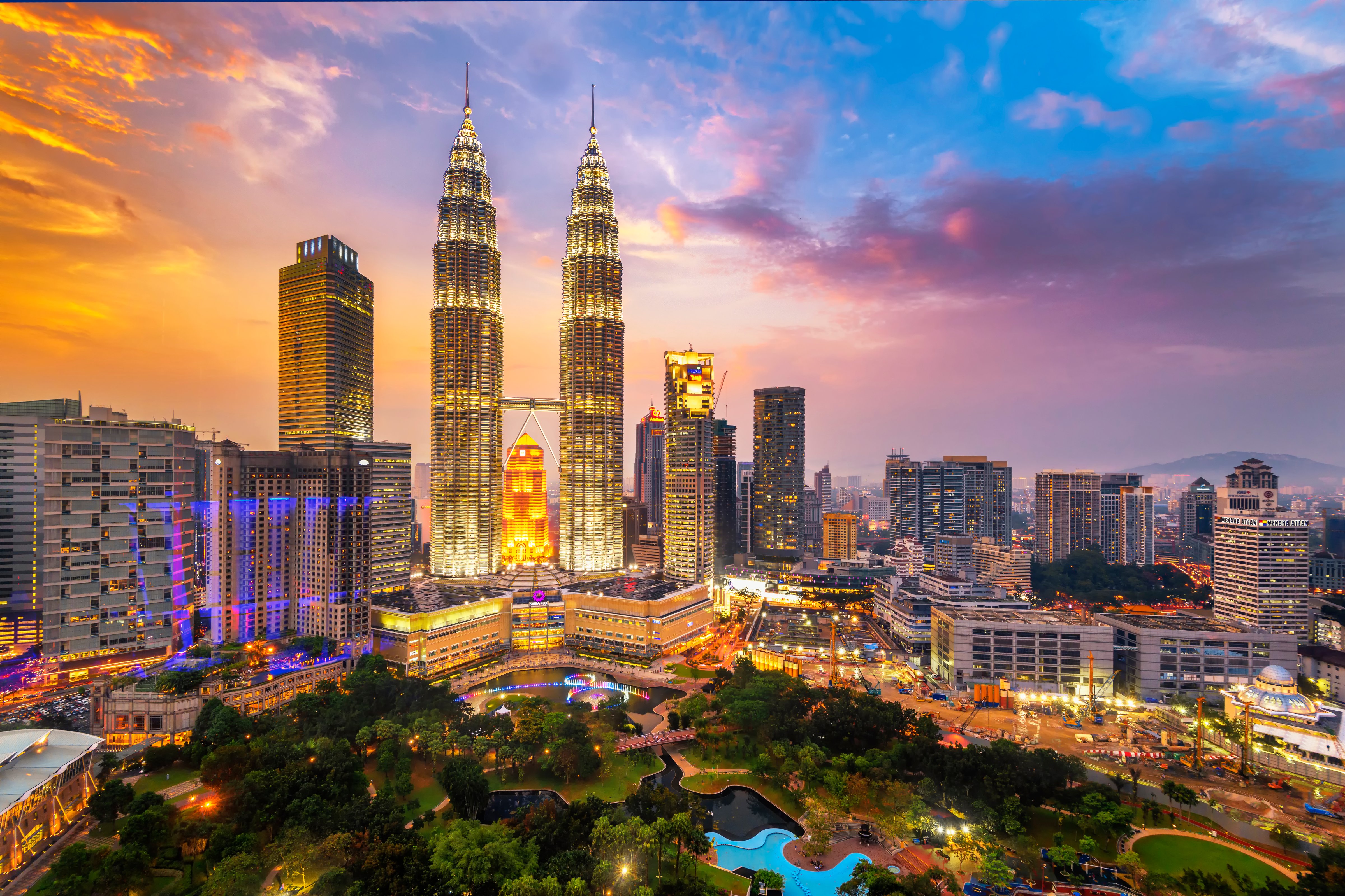 The Petronas Twin Towers on February 12, 2014, in Kuala Lumpur, Malaysia are the world's tallest twin tower. The skyscraper height is 451.9m (Ratnakorn Piyasirisorost&mdash;Getty Images)