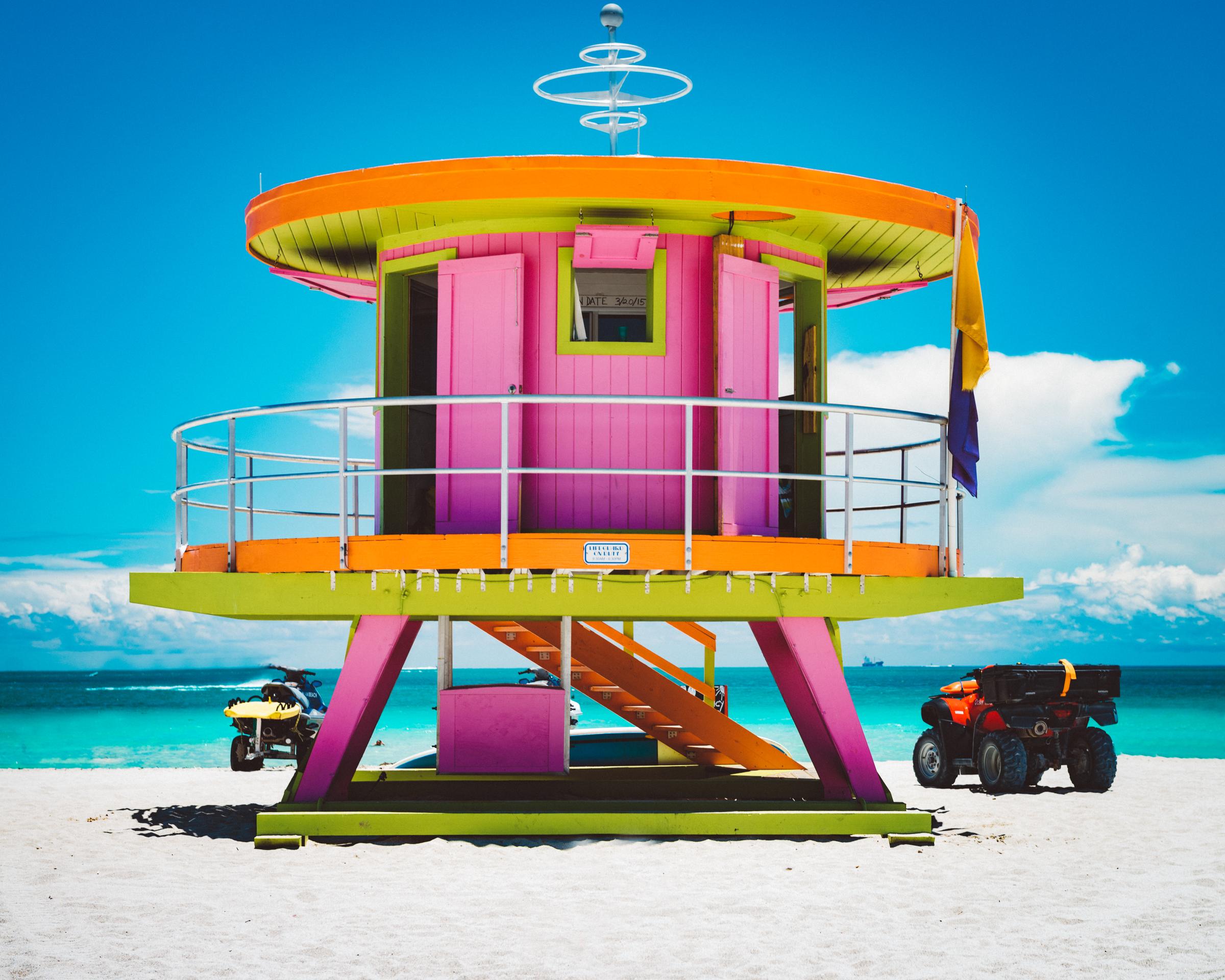 Lifeguard tower, South Beach, Miami, Florida, USA