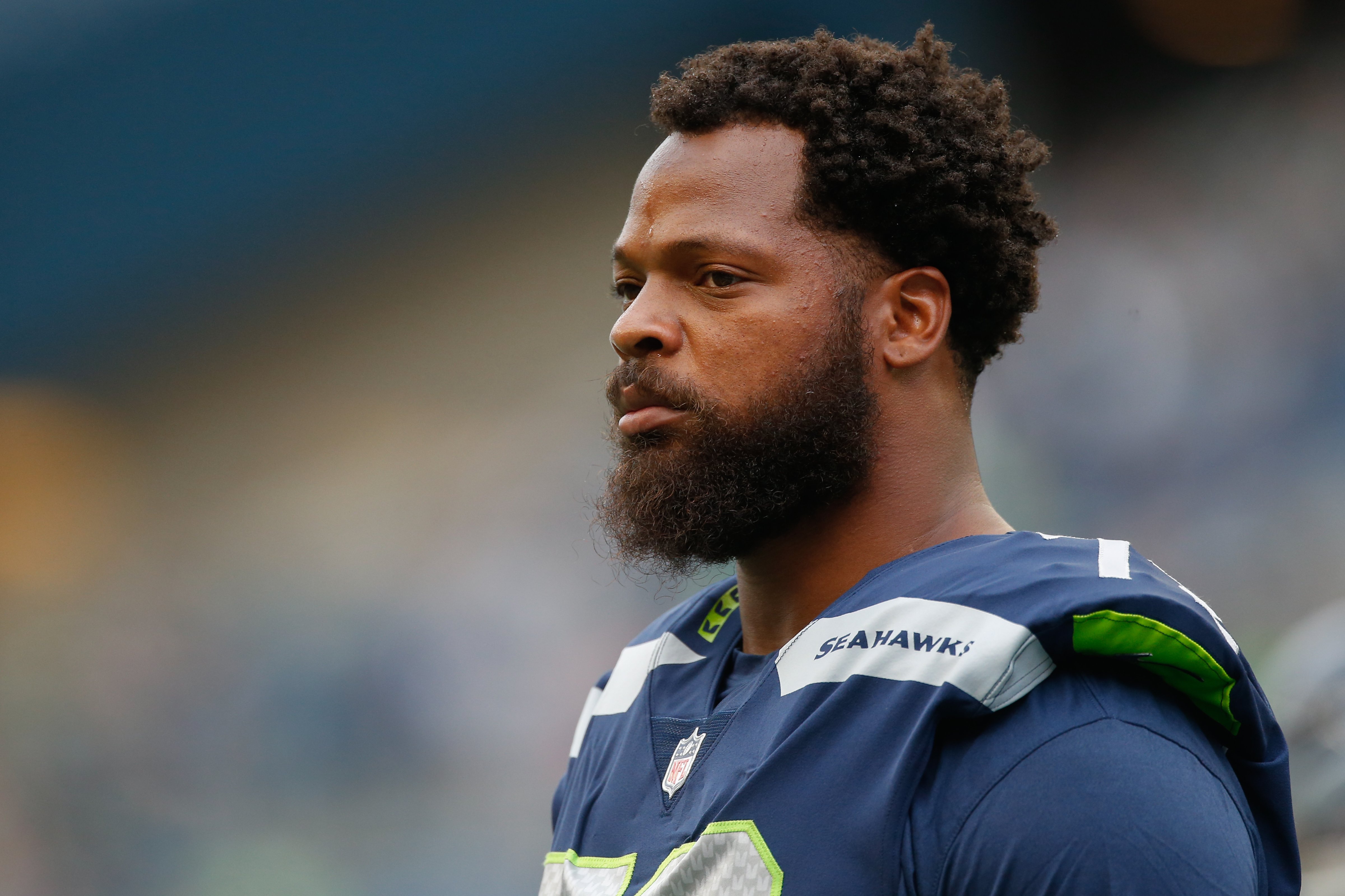 Defensive end Michael Bennett of the Seattle Seahawks on August 18, 2017 in Seattle (Otto Greule Jr—Getty Images)
