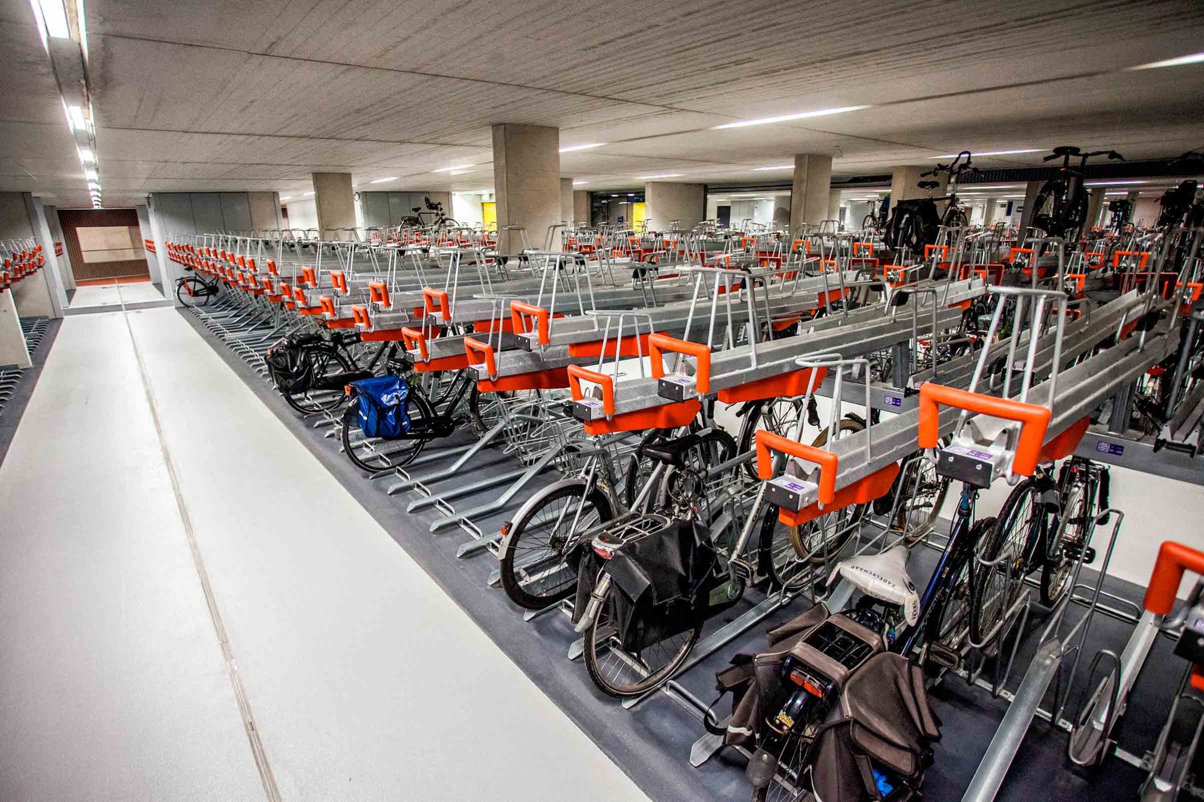 An interior view of part of the largest bicycle storage in Europe, at the Utrecht Central Station in Utrech, Netherlands, Aug. 7. The storage has a capacity of 6,000 bicycles and will be expanded to accomodate 12,500 at the end of 2018.