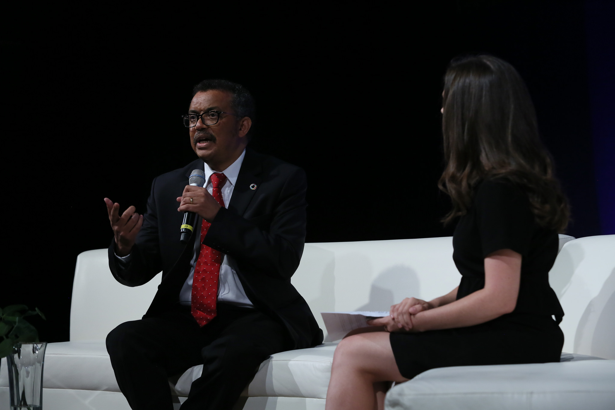 Dr. Tedros Adhanom Ghebreyesus, the director general of the World Health Organization (WHO), discusses universal health coverage at the Social Good Summit in New York City on Sept. 17. (Stuart Ramson/UN Foundation)