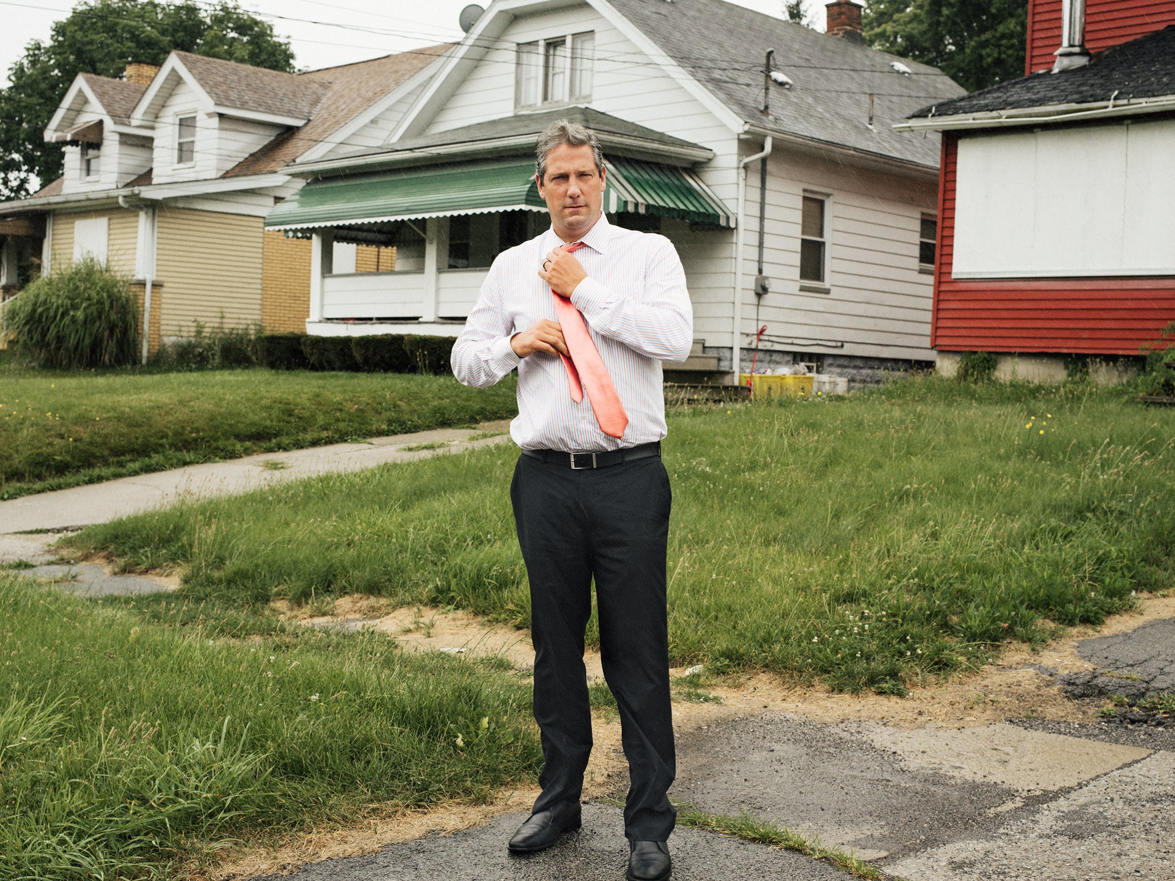 Democratic Congressman Tim Ryan visits a neighborhood in Youngstown, Ohio, on July 22