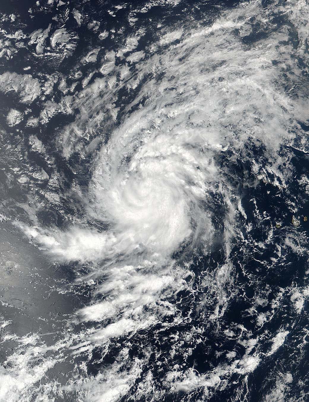 Satellite image of Tropical Storm Irma pictured here in the Eastern Atlantic Ocean