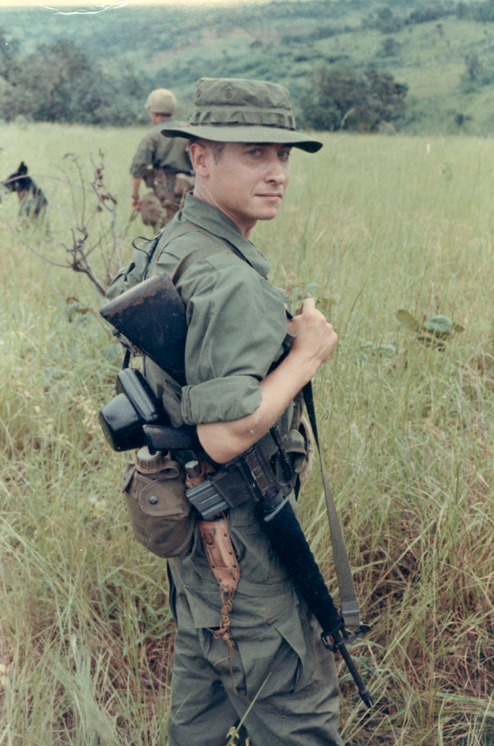 Jere Meacham on patrol in Vietnam with other members of the U.S. Army’s Fourth Infantry Division. He sent the images to his son in 1999