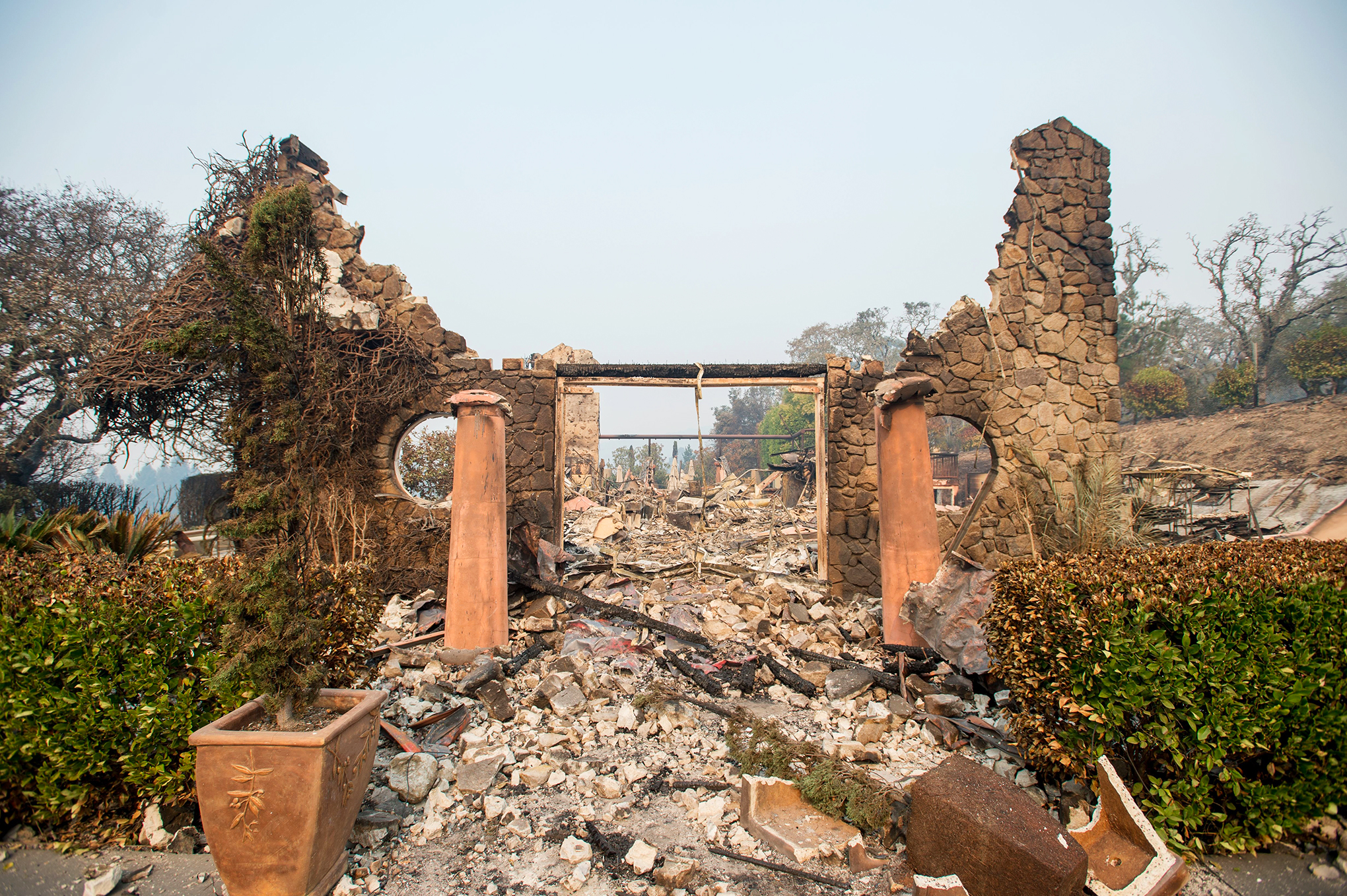 The Signorello Estate winery, in Napa, Calif., seen on Oct. 11, after fire destroyed it. (Josh Edelson—AFP/Getty Images)