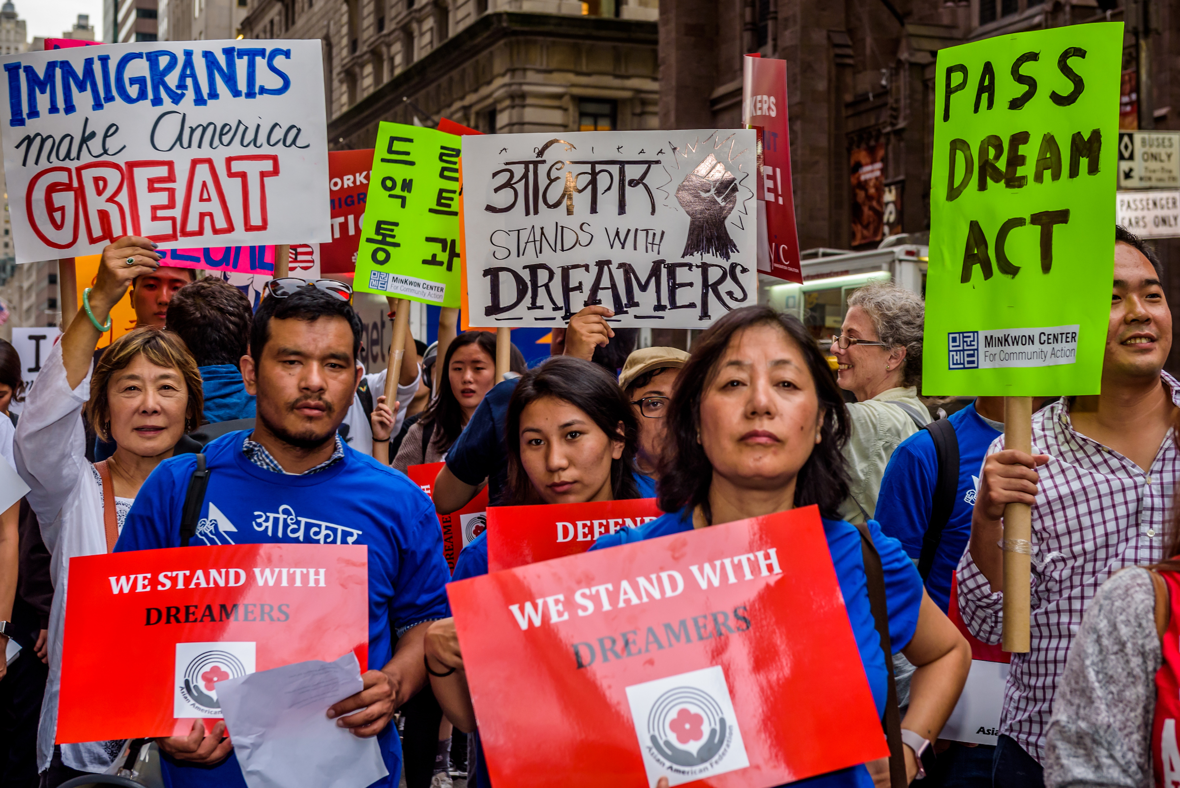 The Asian American Federation partnered with leading immigrant advocacy groups in New York to hold the Asian-American Dreamer rally outside Trump Tower in Manhattan on October 5, 2017. (Pacific Press&mdash;LightRocket/Getty Images)