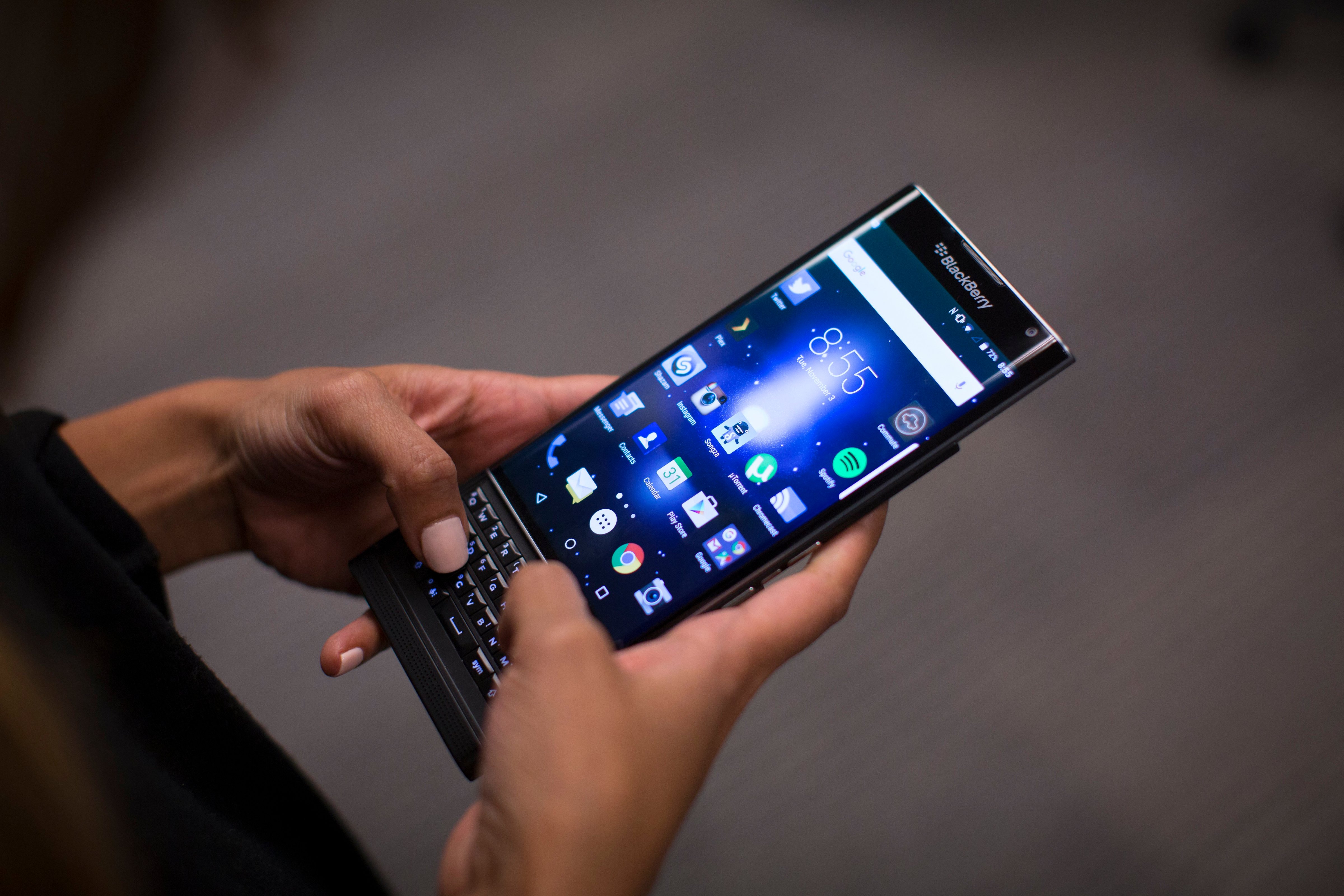 New BlackBerry Priv that runs on the Android system. (Todd Korol—Toronto Star /Getty Images)
