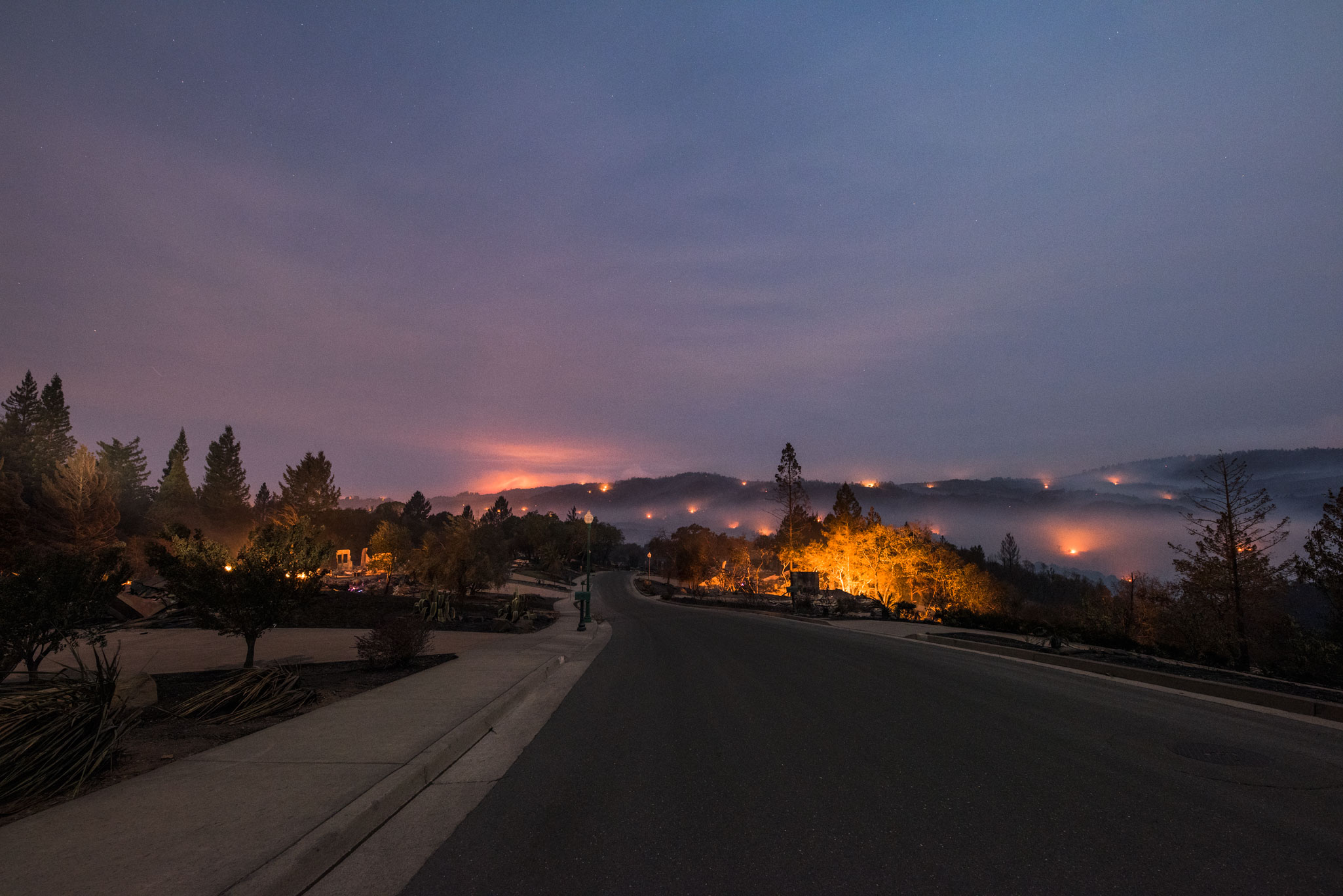 Fires burn near Santa Rosa, Calif on Oct. 10, 2017. (Jeff Frost For TIME)