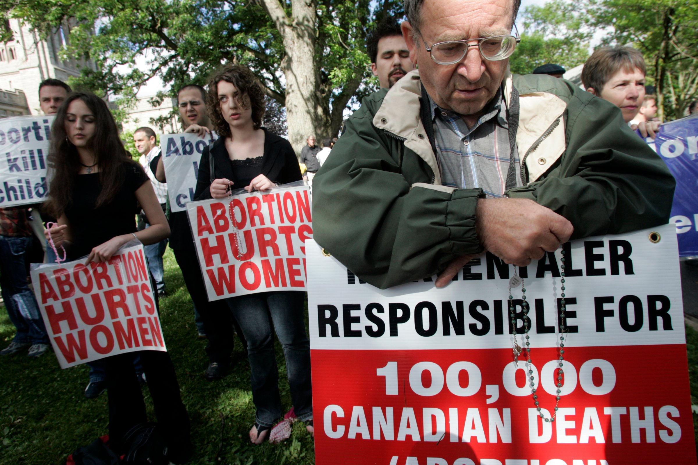 Anti-Abortion Activists Protesting Dr. Henry Morgentaler Receiving Honorary Degree At University Of Western Ontario