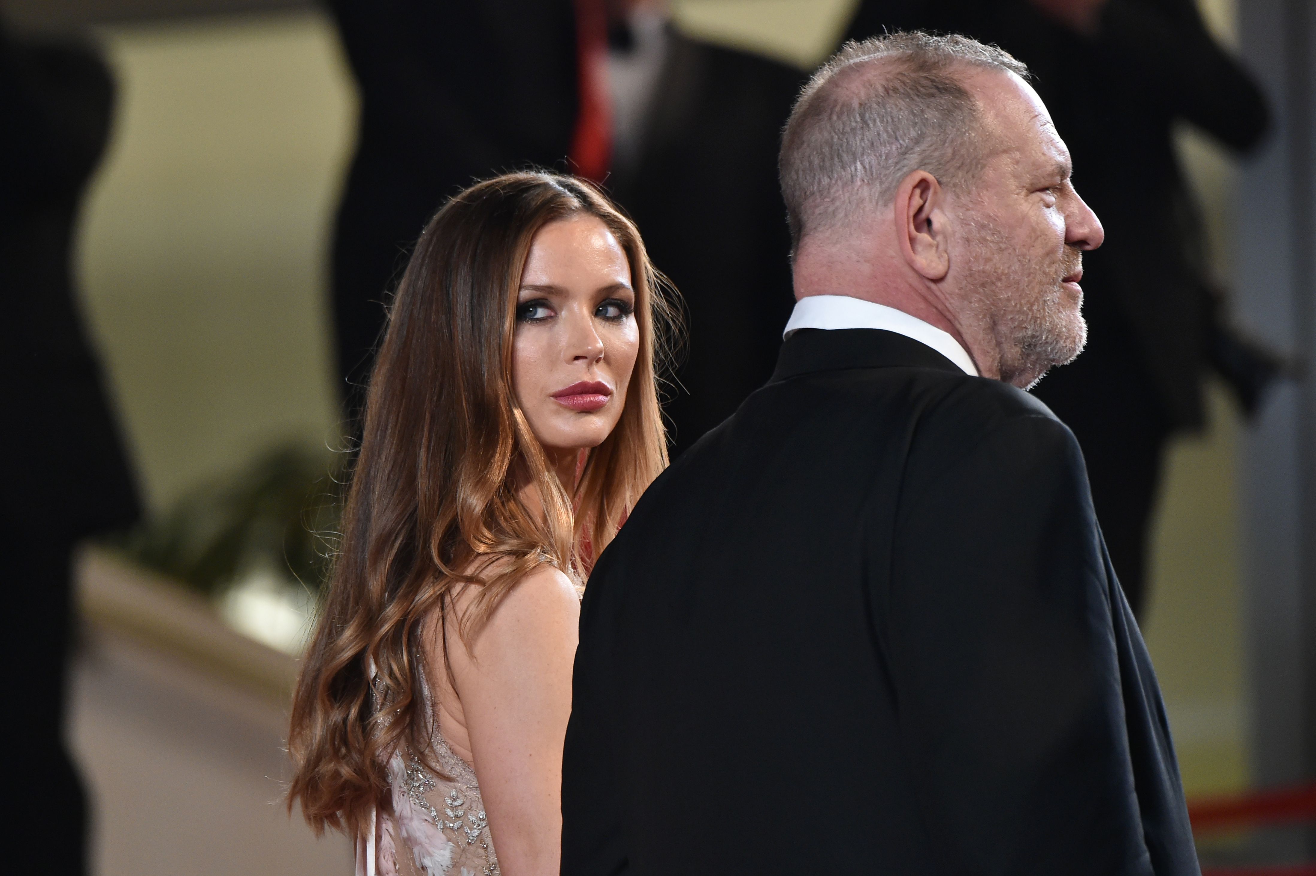 Harvey Weinstein and his wife actress Georgina Chapman arrive on May 16, 2016 for the screening of the film "Hands of Stone" at the 69th Cannes Film Festival in Cannes, southern France. (Alberto Pizzoli—AFP/Getty Images)
