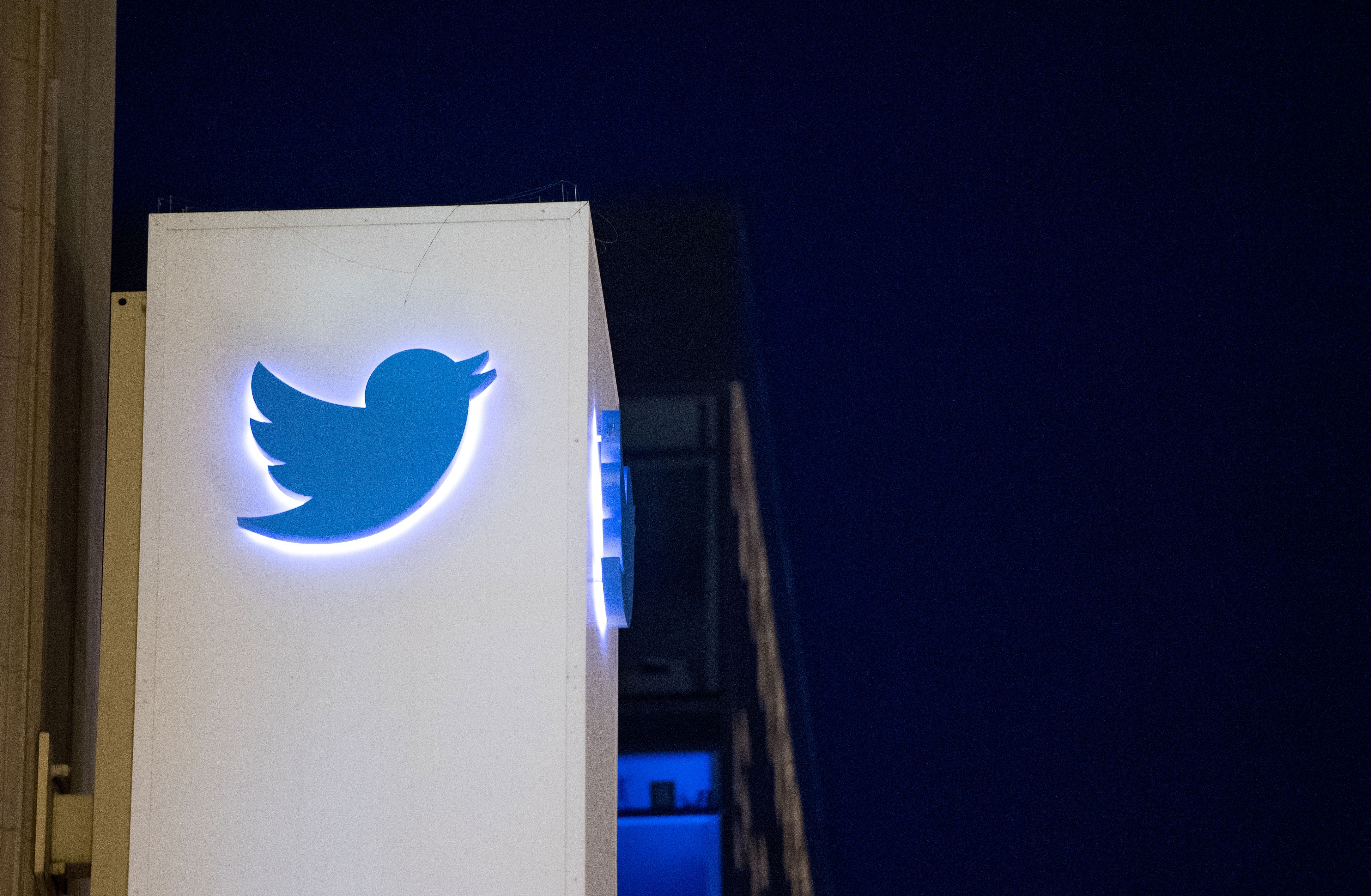 This Nov. 4, 2016 photo shows Twitter's logo at its San Francisco headquarters. (Josh Edelson—AFP/Getty Images)