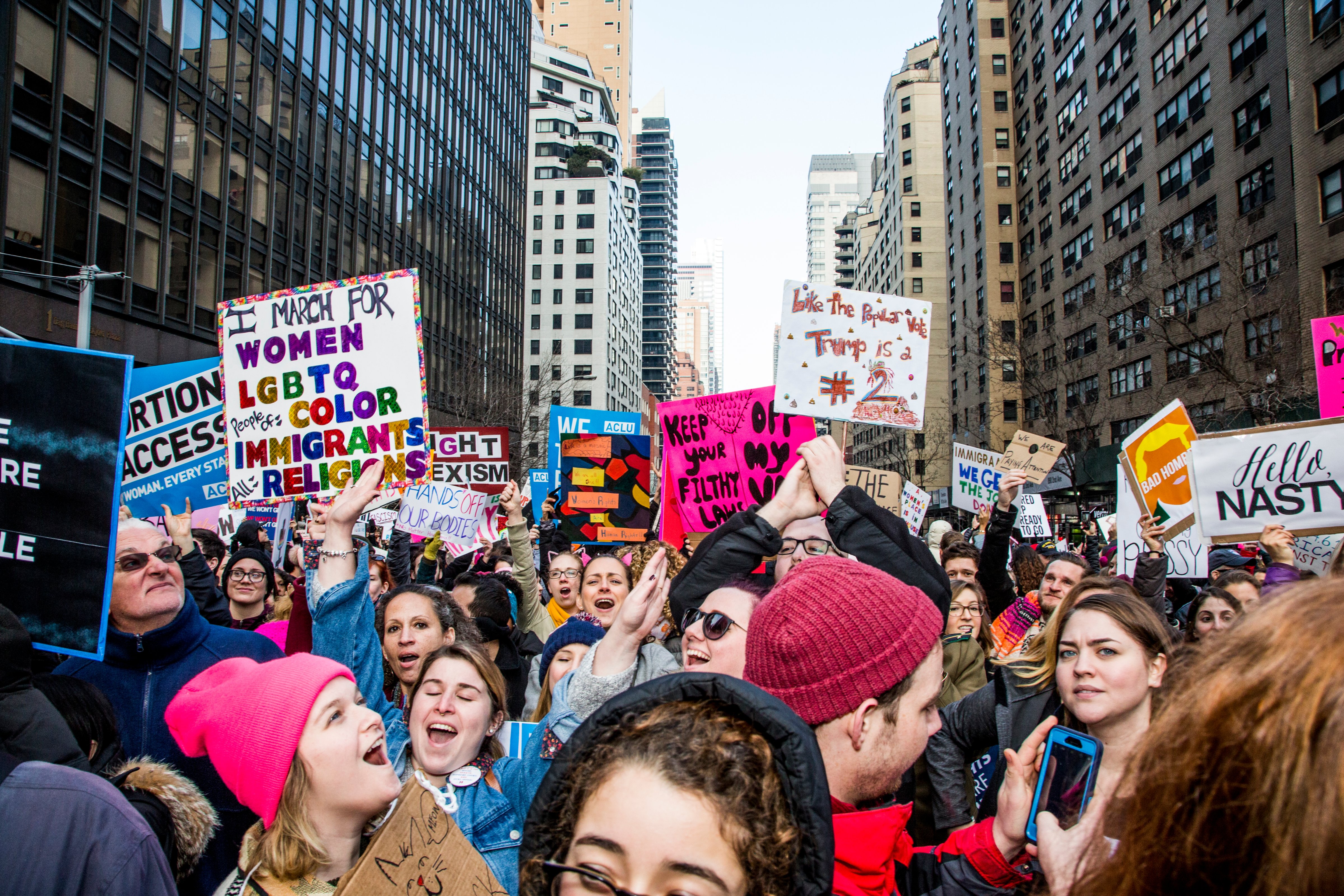 Over 400 thousand protestors participated in the NYC Women's March on Jan. 21, 2017 in resistance to US President Donald Trump. (Brit Worgan-- Getty) (Brit Worgan&mdash;Getty Images)
