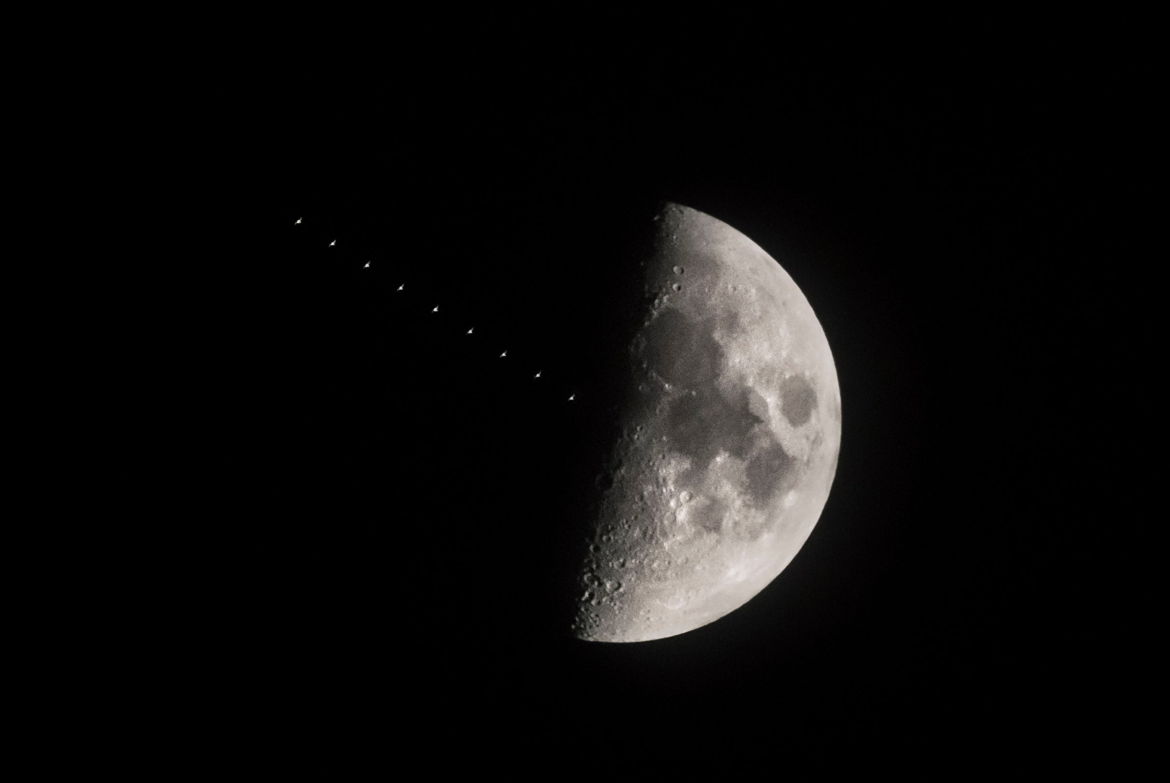 International Space Station transits the moon