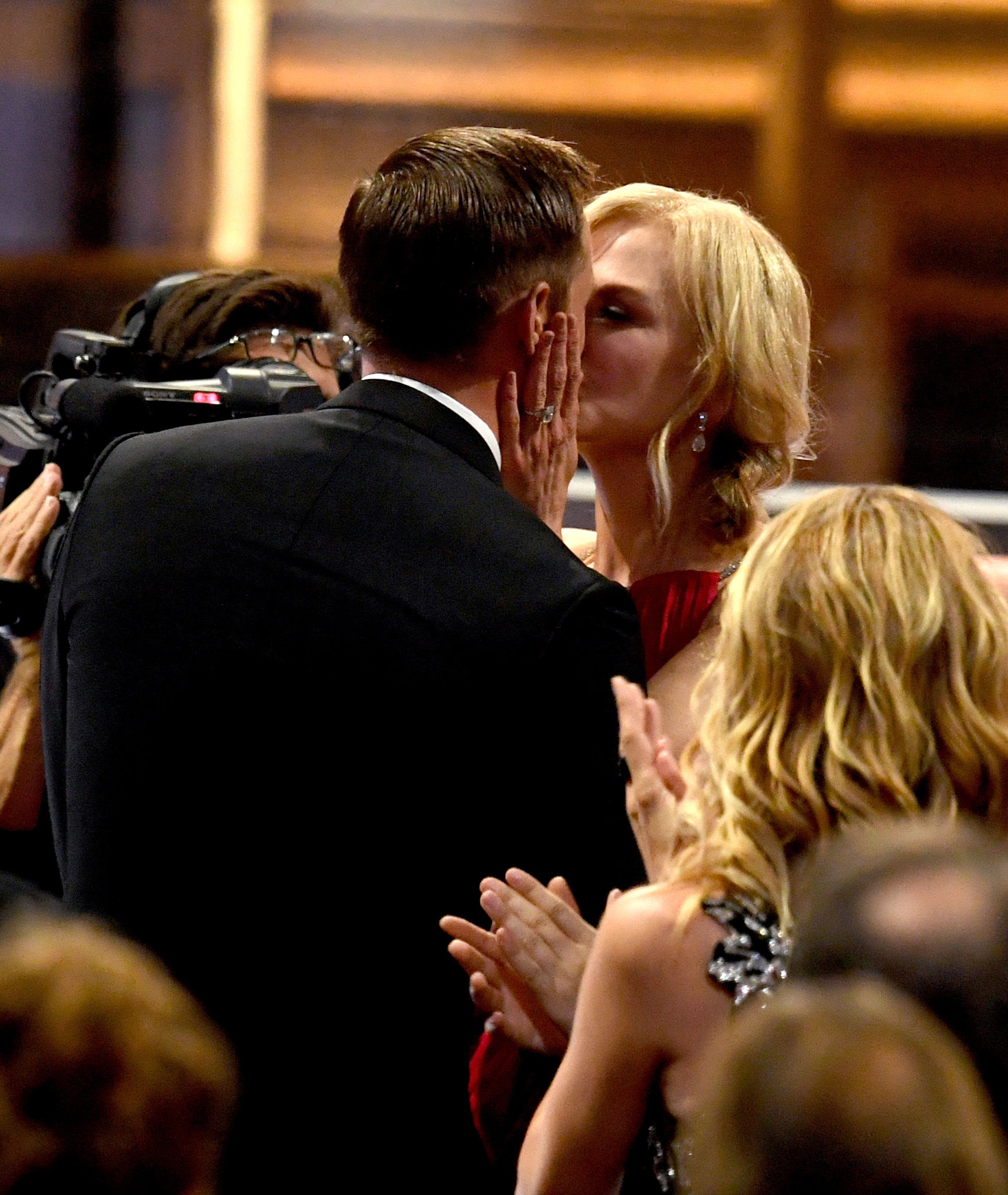 LOS ANGELES, CA - SEPTEMBER 17:  Actor Alexander Skarsgard kisses actress Nicole Kidman as he goes to accept Outstanding Supporting Actor in a Limited Serier or Movie for "Big Little Lies" with actor during the 69th Annual Primetime Emmy Awards at Microsoft Theater on September 17, 2017 in Los Angeles, California.  (Photo by Kevin Winter/Getty Images) (Kevin Winter&mdash;Getty Images)