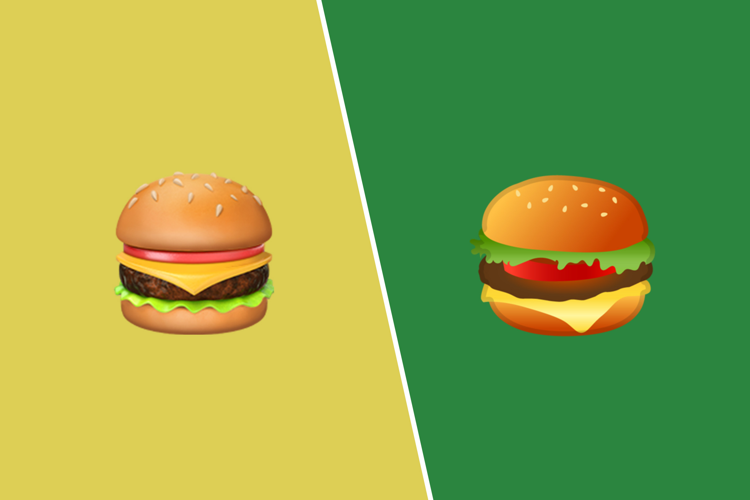 Left, Hamburger on Apple iOS 10.3; Right, Hamburger on Google Android 8.0. (Emojipedia)