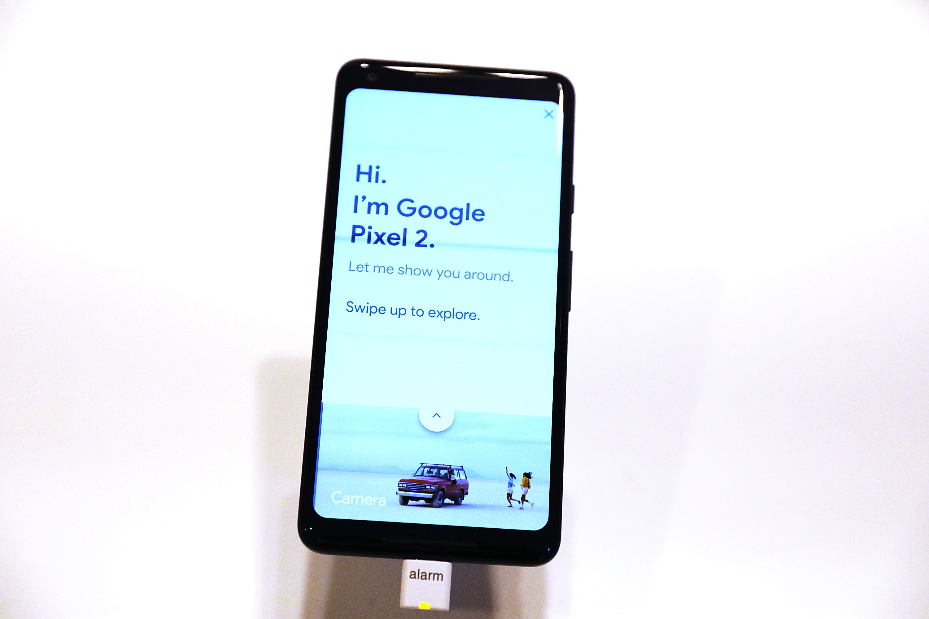 Google's new Pixel 2 phone sits on display at a New York City pop-up shop on October 19, 2017 in New York City. (Spencer Platt—Getty Images)