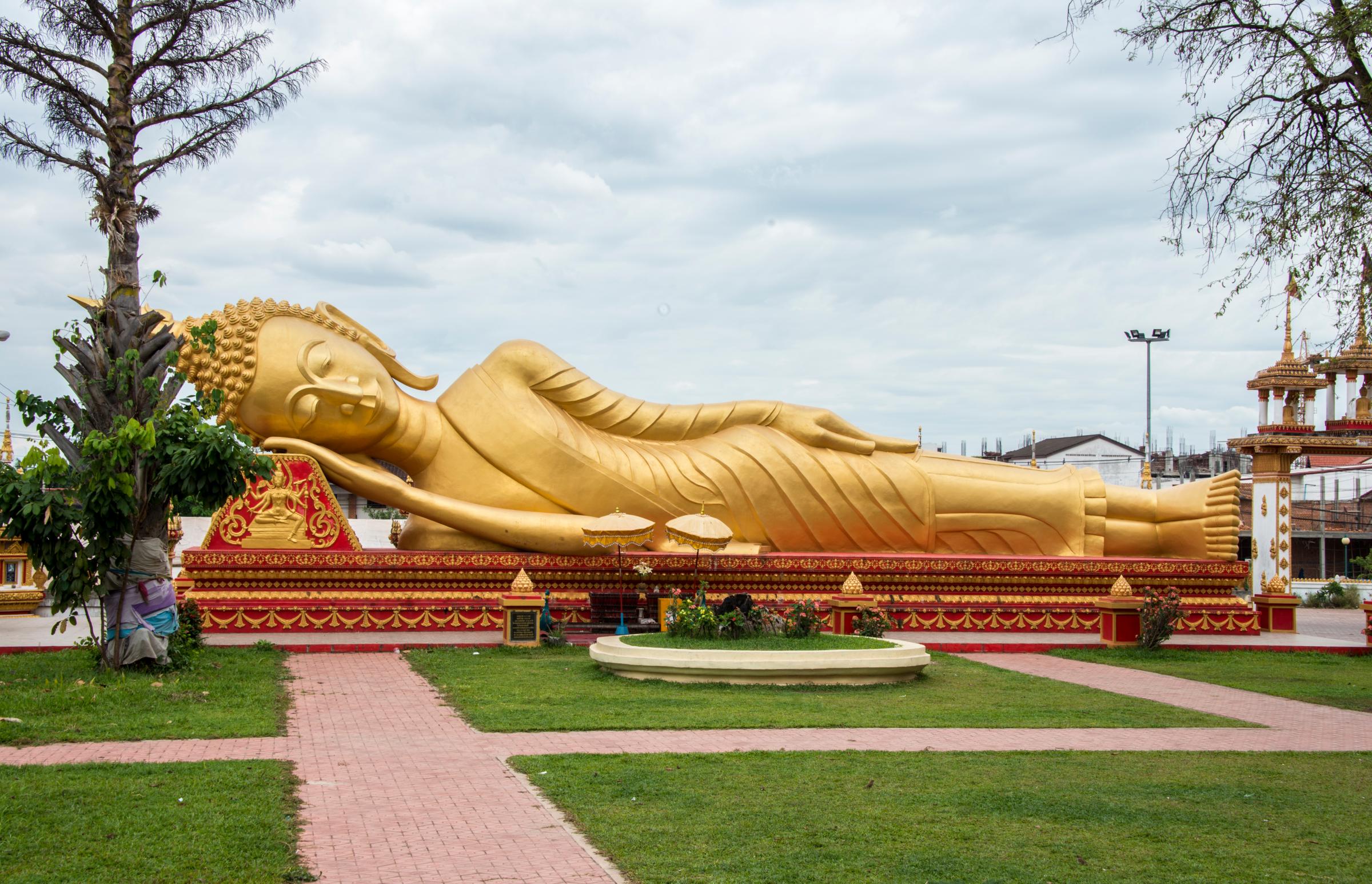 Wat That Luang Tai Temple, reclining Buddha, Vientiane, Laos