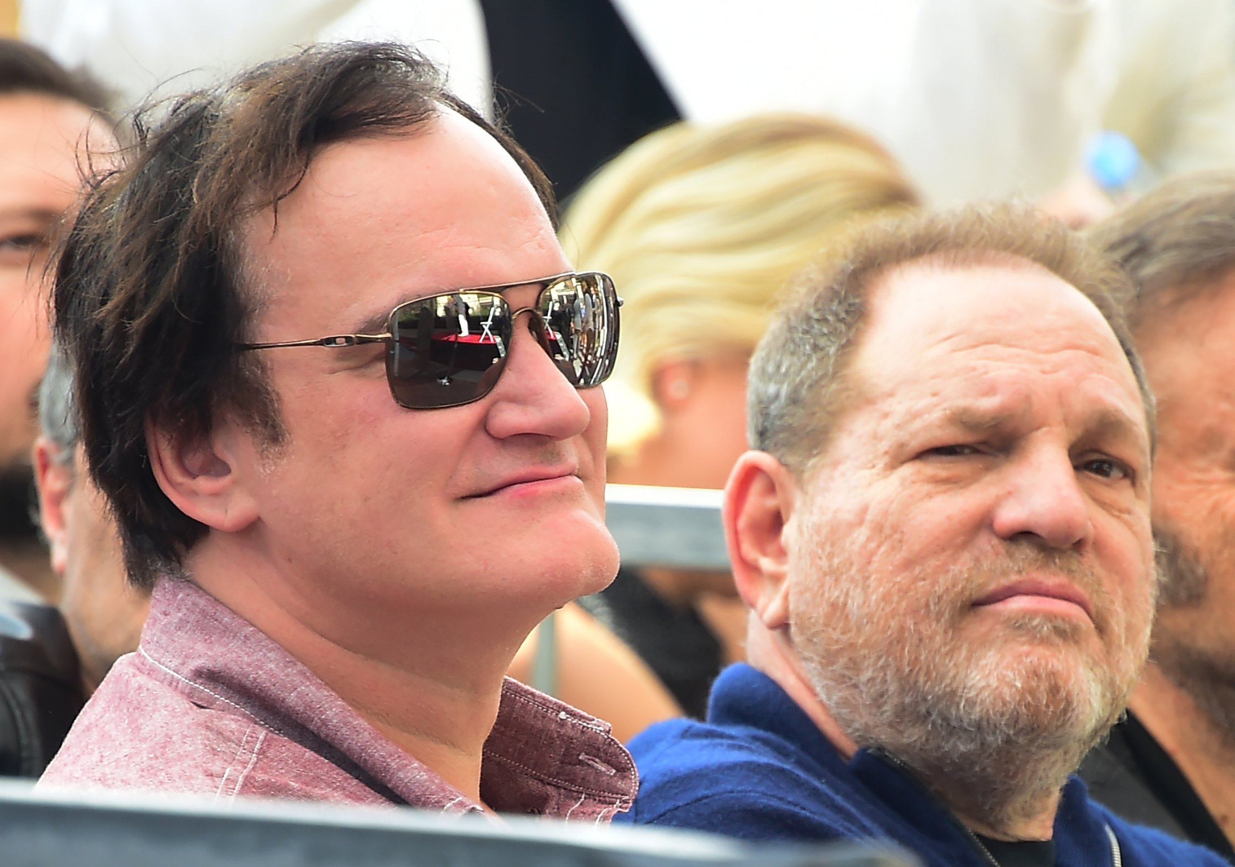 Film director Quentin Tarantino and producer Harvey Weinstein attend Italian composer Ennio Morricone's Hollywood Walk of Fame Star ceremony on Feb. 26, 2016 in Hollywood.