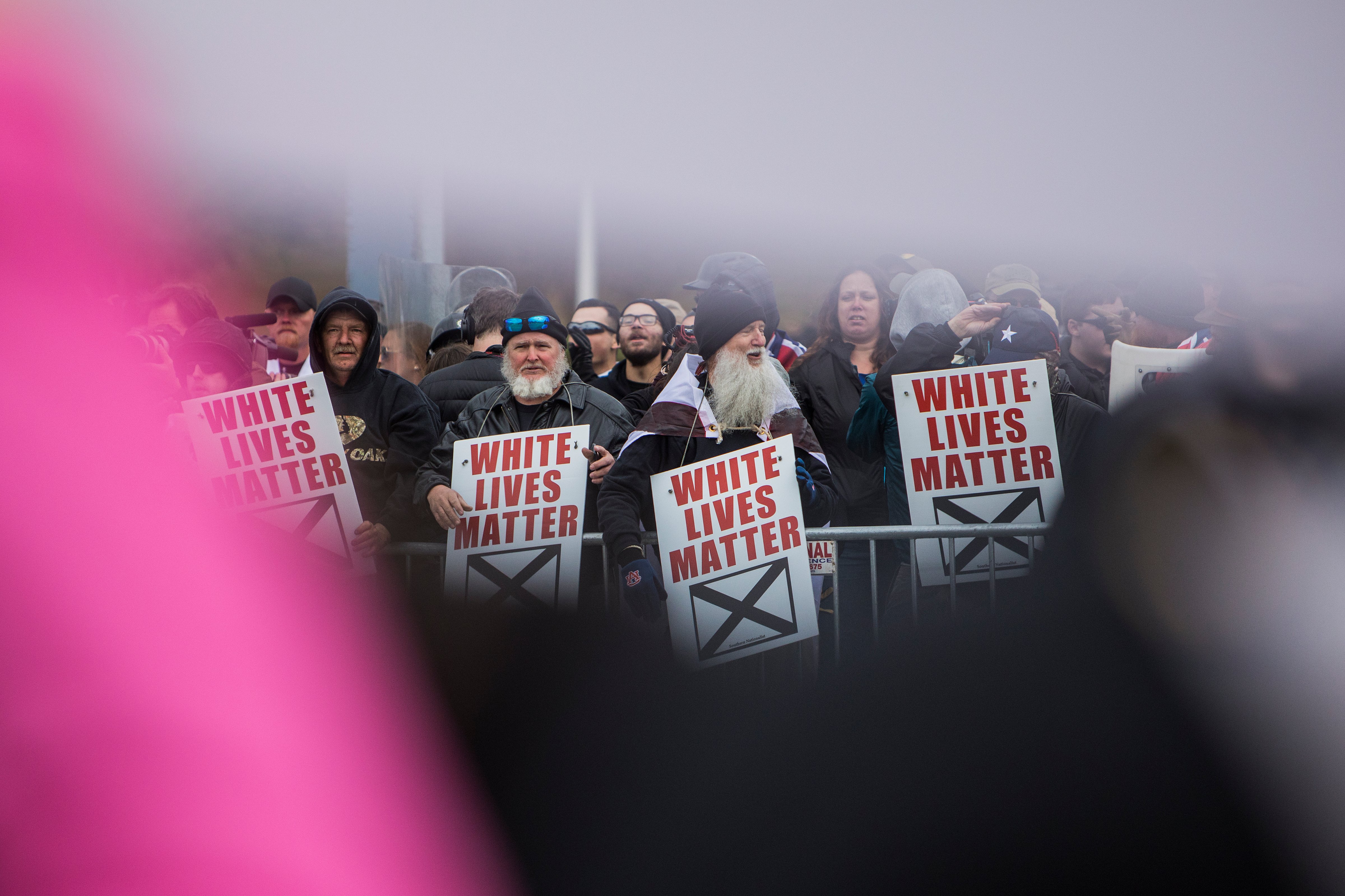 SHELBYVILLE, TN - OCTOBER 28: White Lives Matter protestors demonstrate during a rally (Joe Buglewicz&mdash;Getty Images)