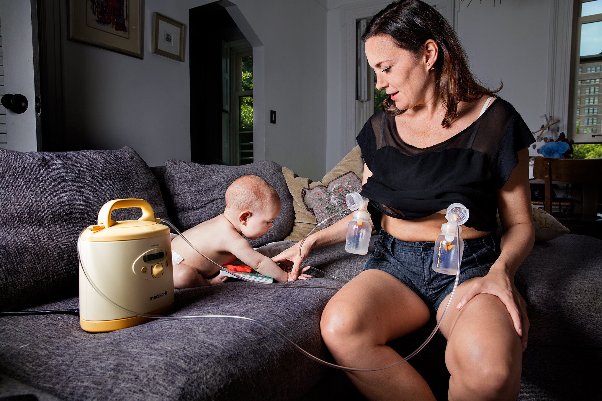 Nichols pumps her breast milk, which she supplements with donor milk and formula. (Elinor Carucci for TIME)