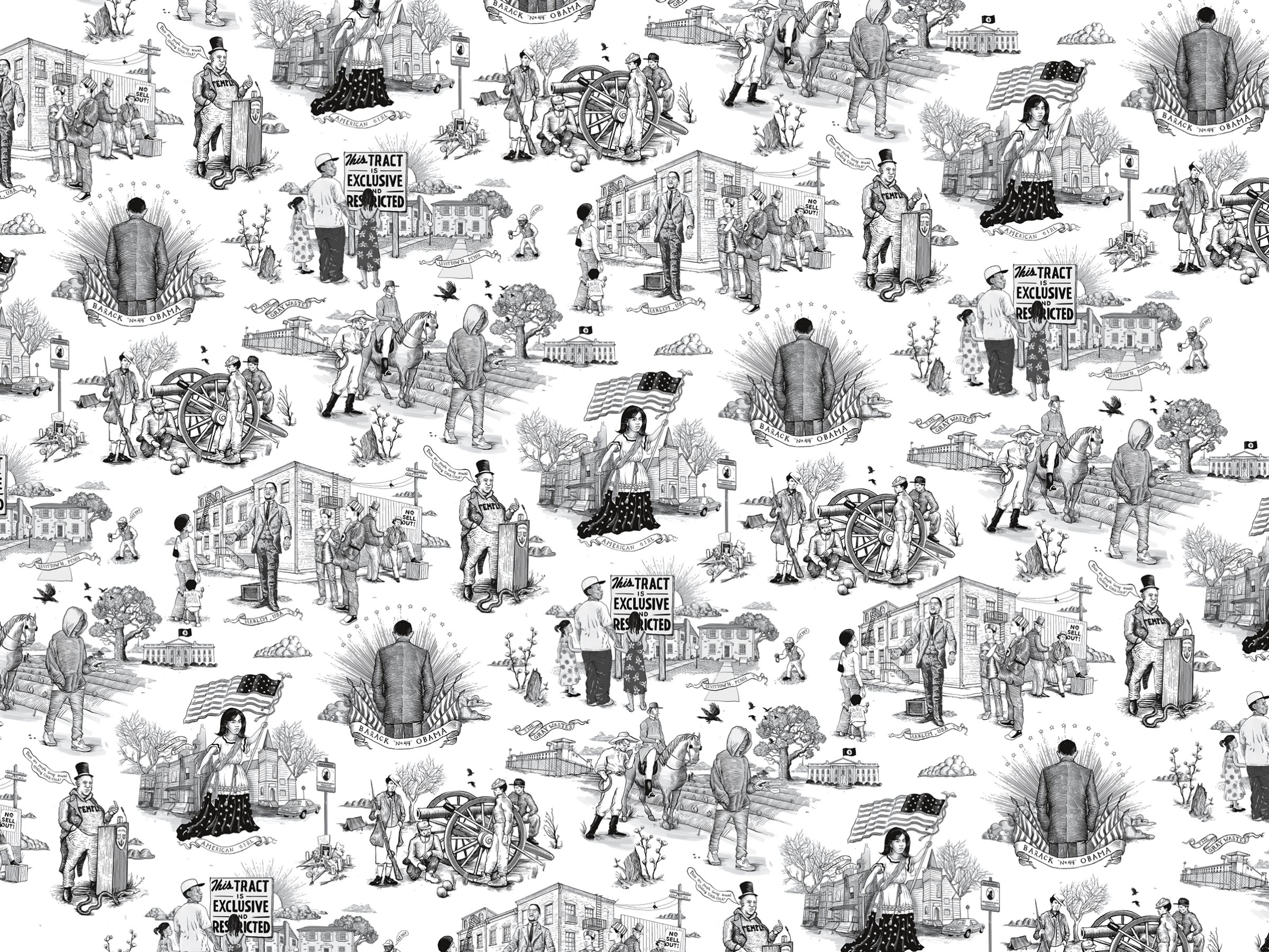Illustrations on the book’s endpapers represent each of Coates’ essays