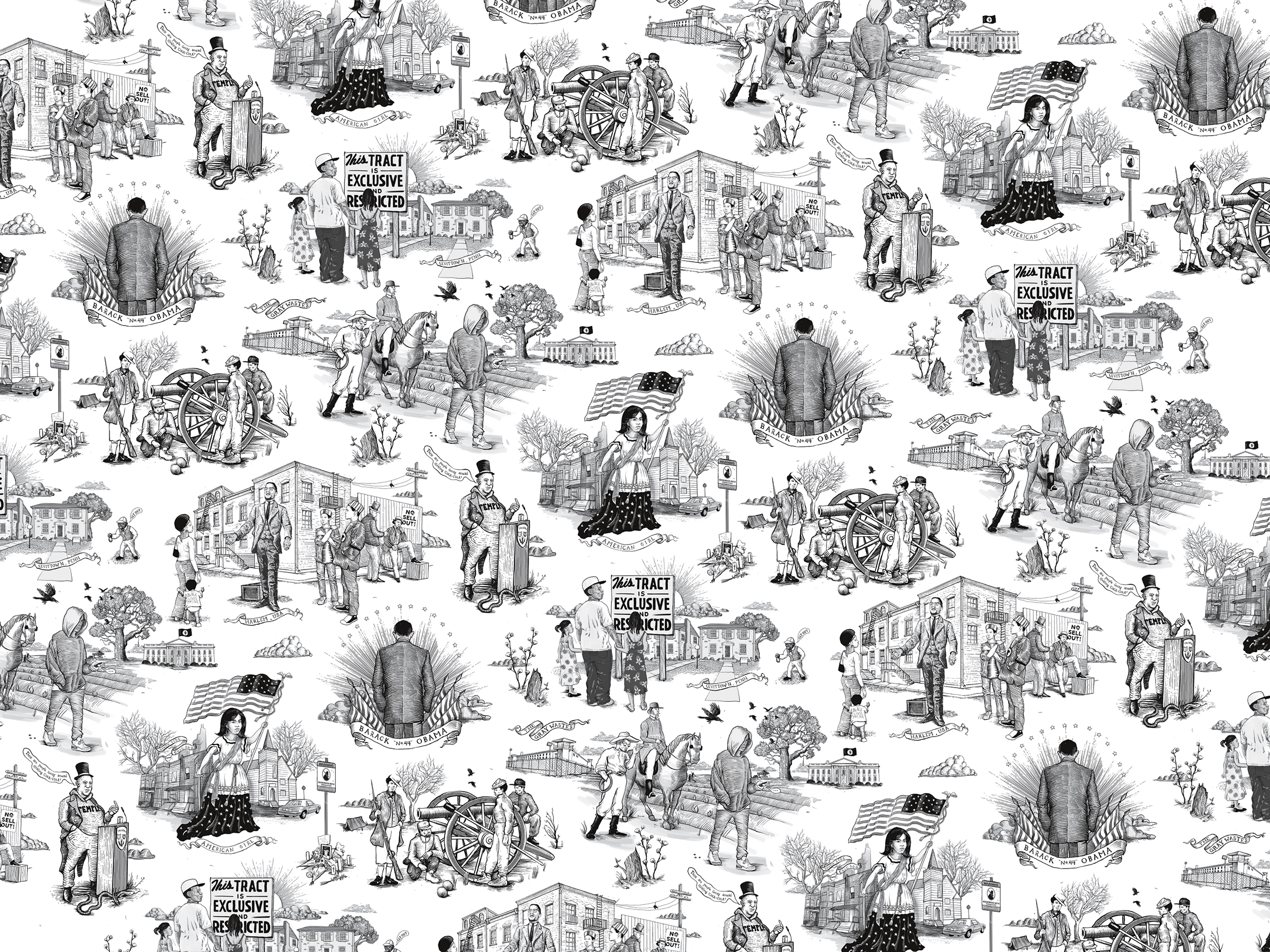Illustrations on the book’s endpapers represent each of Coates’ essays (Dan Funderburgh)