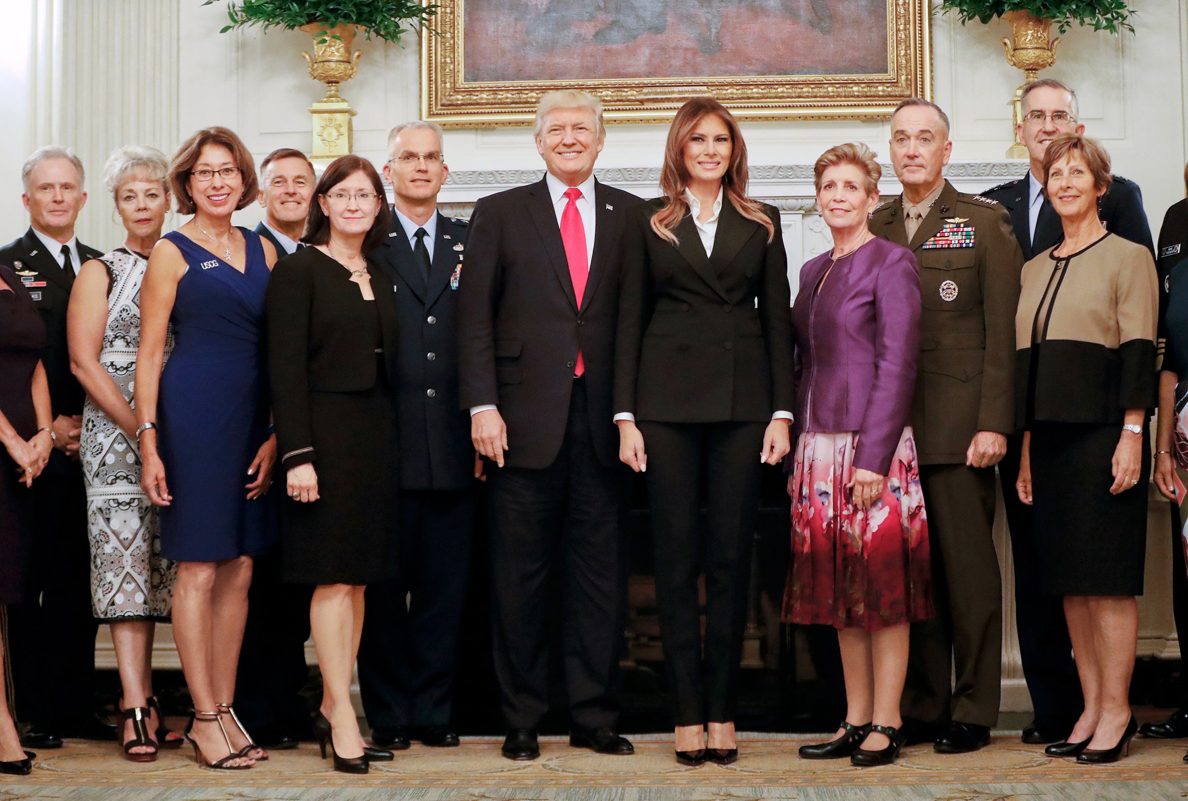 Trump with top U.S. military officials and their spouses