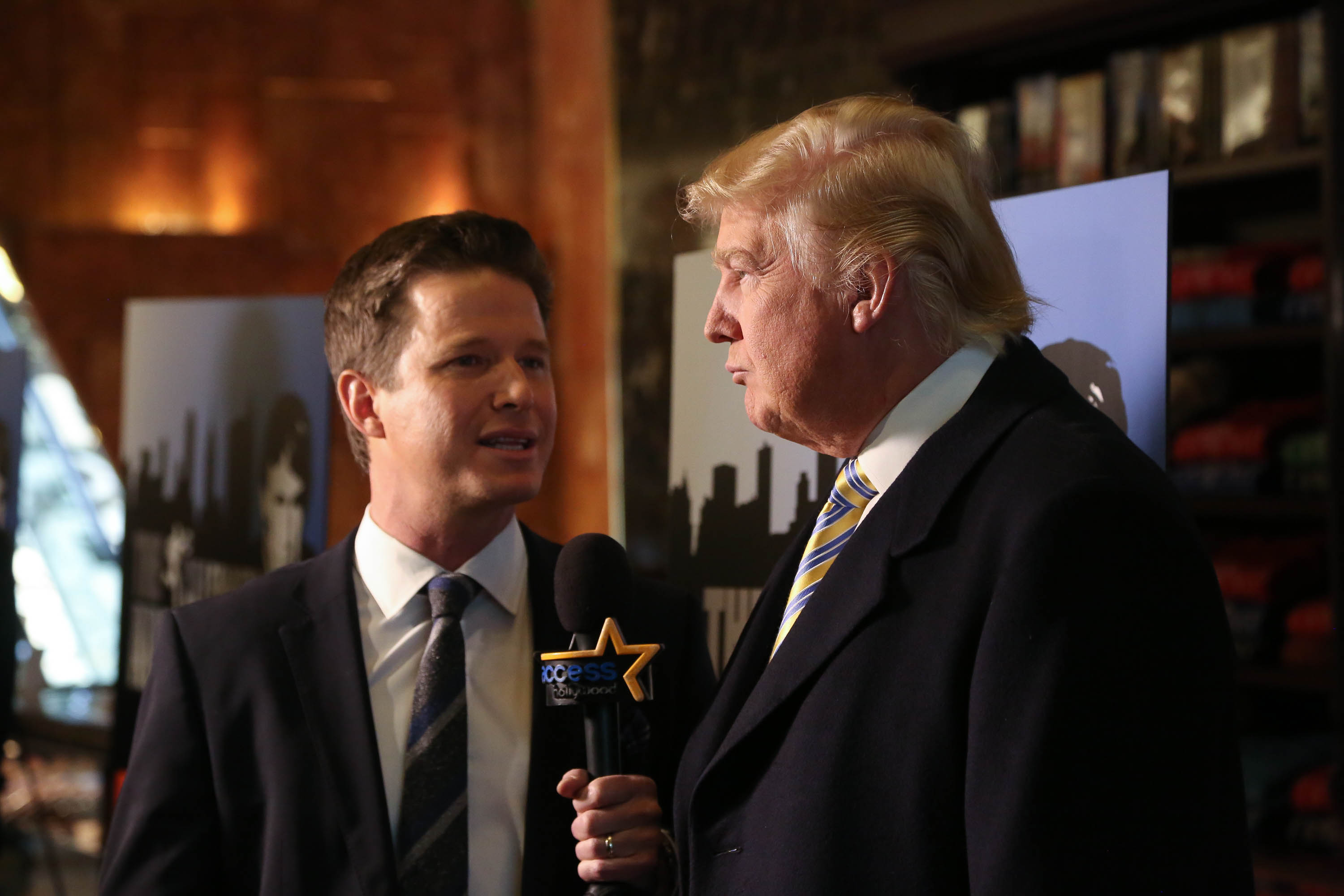 Donald Trump (R) is interviewed by Billy Bush of Access Hollywood at "Celebrity Apprentice" Red Carpet Event at Trump Tower on Jan. 20, 2015 in New York City. (Rob Kim/Getty Images)
