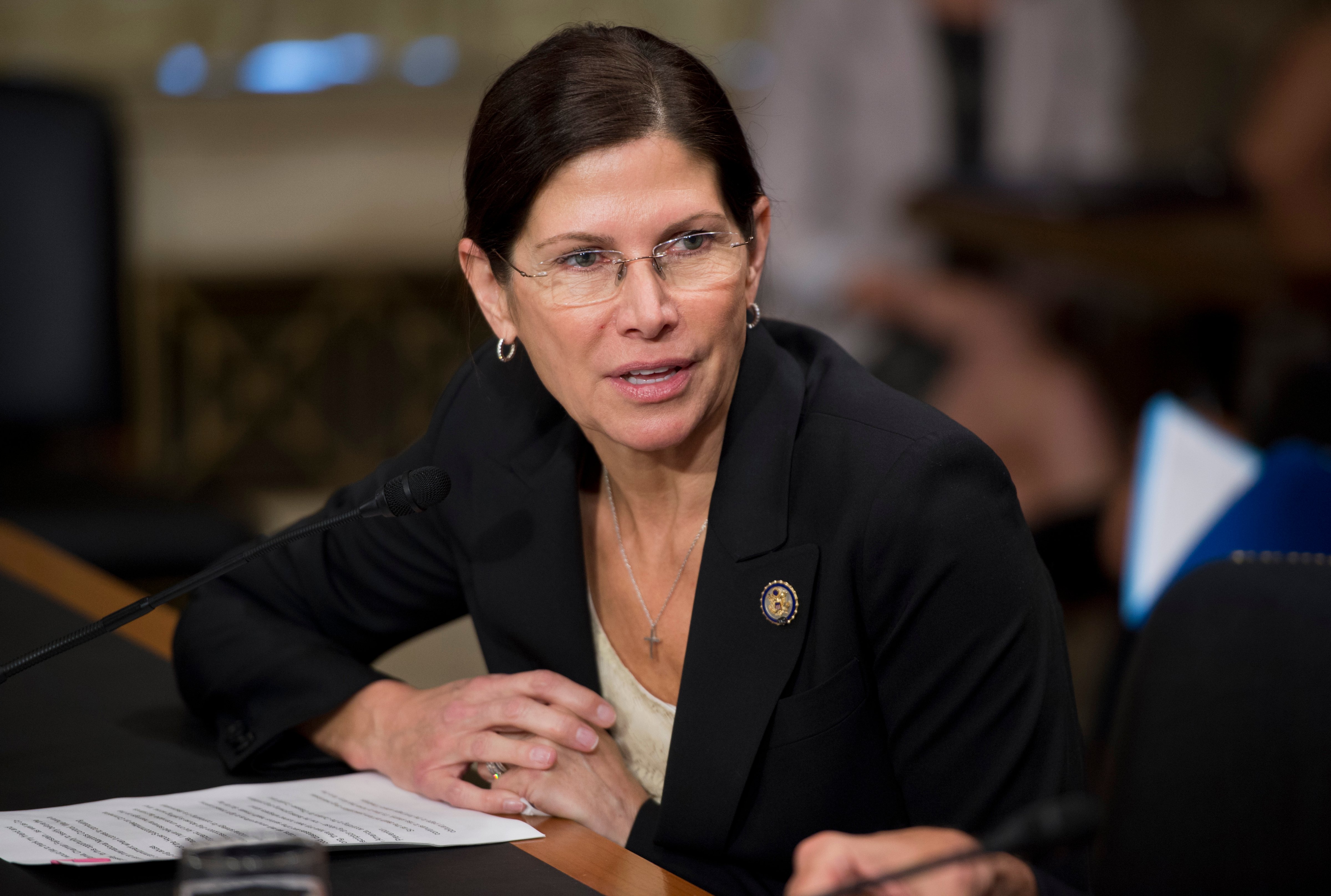 Rep. Mary Bono Mack, R-Calif. preparing to testify before a Senate Caucus on July 18, 2012. (Tom Williams—CQ-Roll Call/Getty Images)