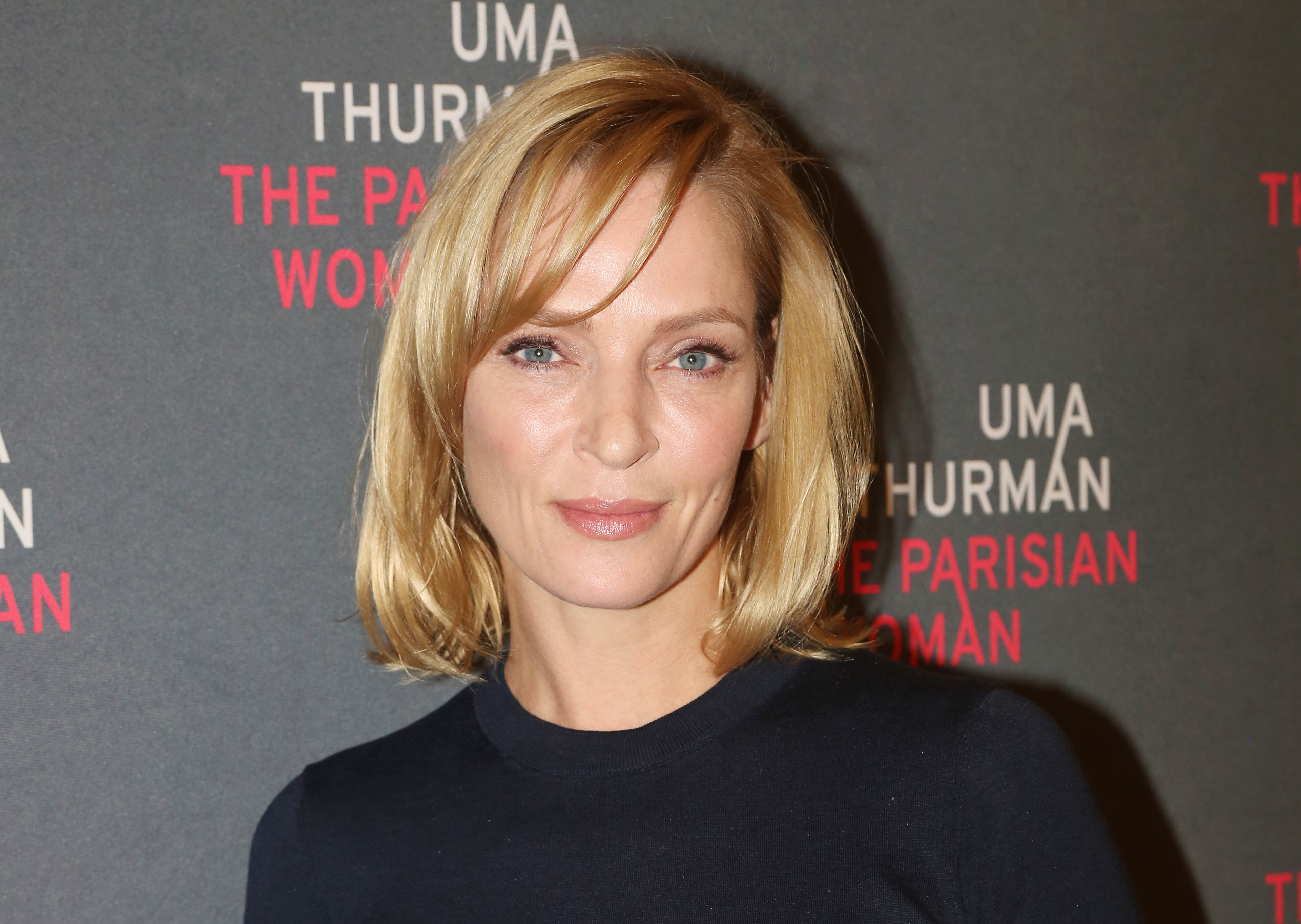 Uma Thurman at a press meet &amp; greet for her new broadway play "The Parisian Woman" at The New 42nd Street Studios on Oct. 18, 2017 in New York City.  ( (Bruce Glikas—FilmMagic/Getty Images)